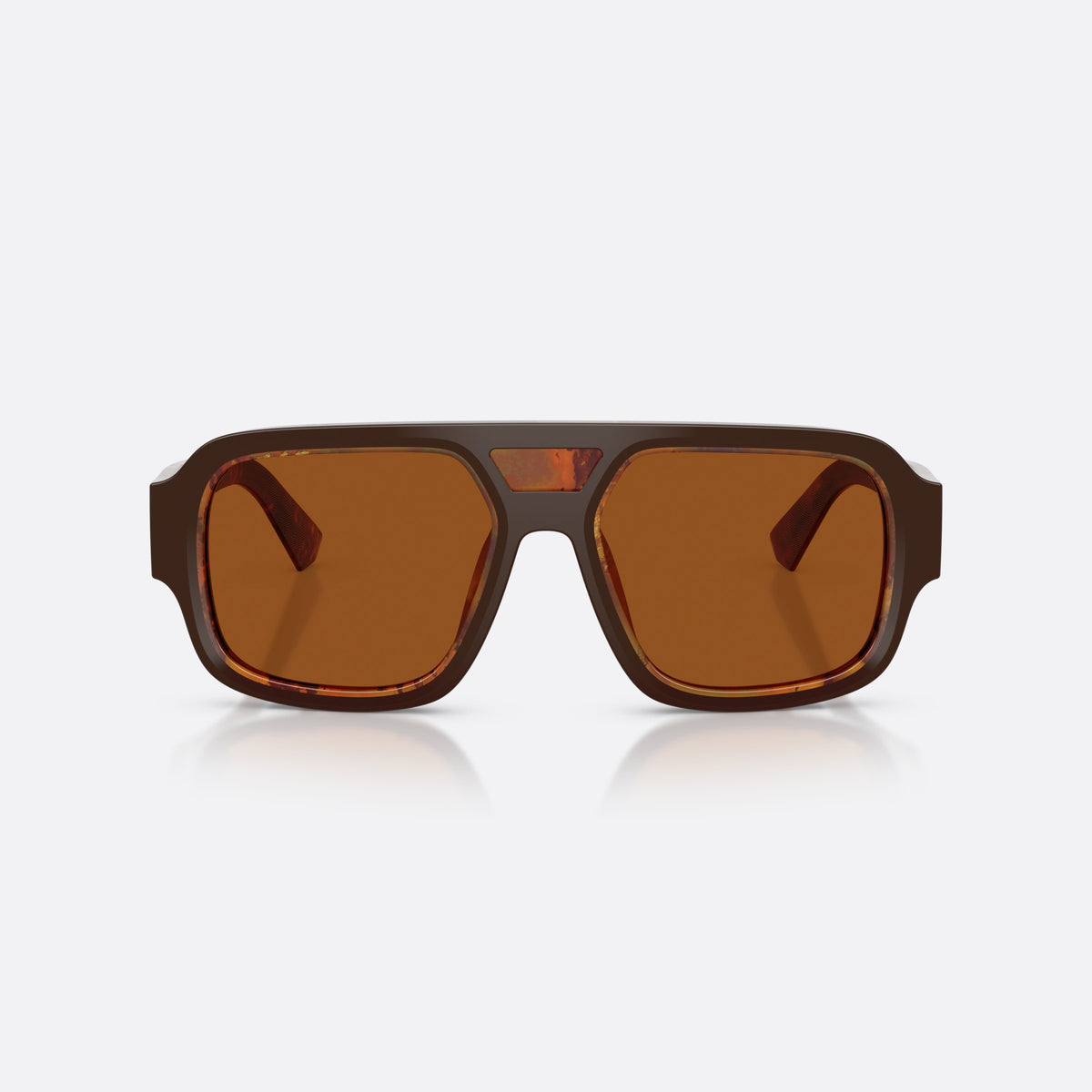 Dolce & Gabbana DG4516 345673 sunglasses, brown square frame for men, double bridge with inset plate, brand lettering on temples, front view
