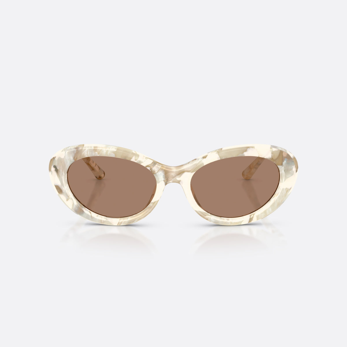 Dolce & Gabbana DG4519 346173 sunglasses, white oval frame for women, plain bridge, slim tapered temples, full-rim frame, front view