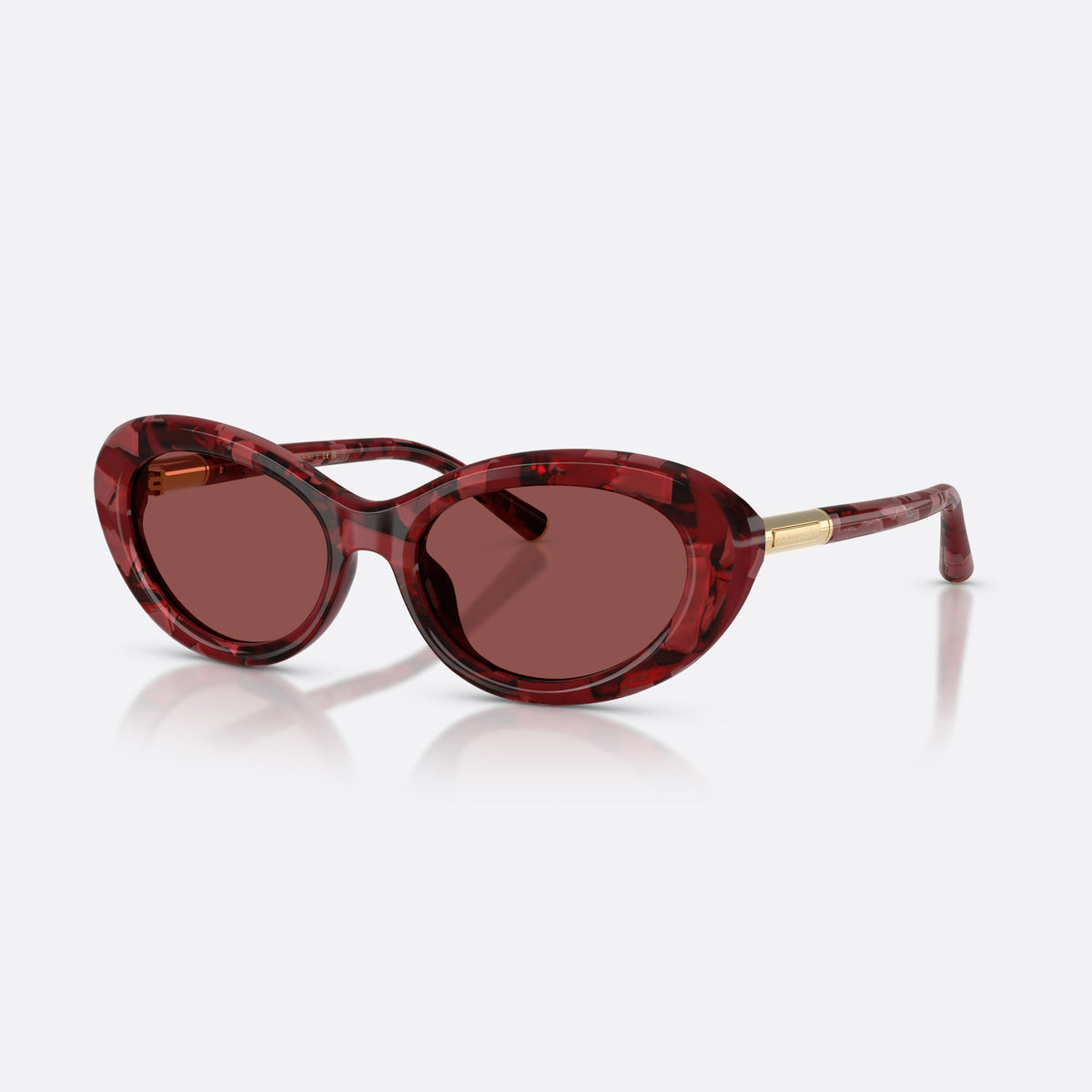 Ochelari de soare Dolce & Gabbana DG4519 346375, ovali roșu, pentru femei, punte simplă integrată, fără logo vizibil al brandului