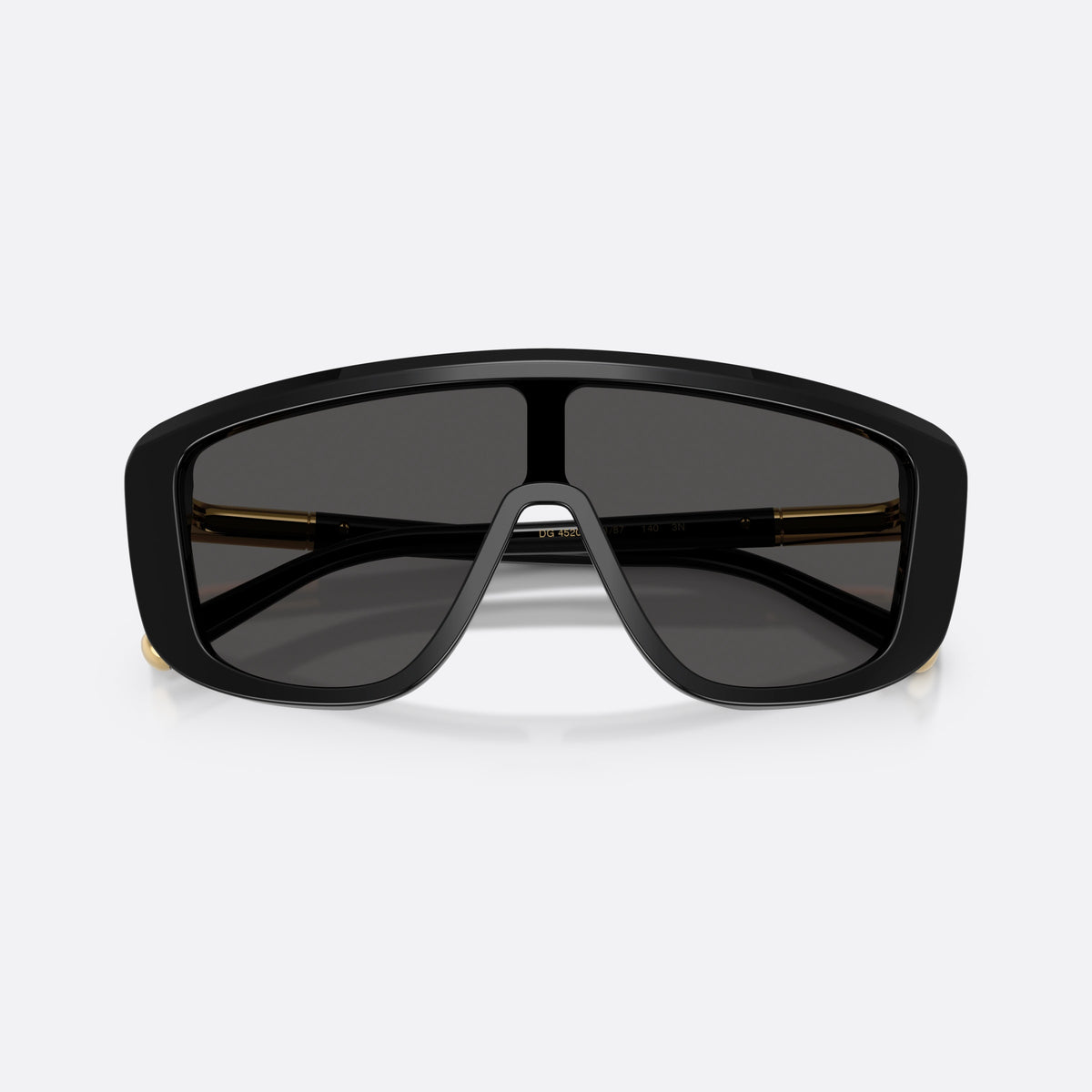 Ochelari de soare Dolce & Gabbana DG4520 501/87, rectangulari negru, pentru bărbați, punte integrată simplă, literele brandului pe brațe, cu brațele pliate