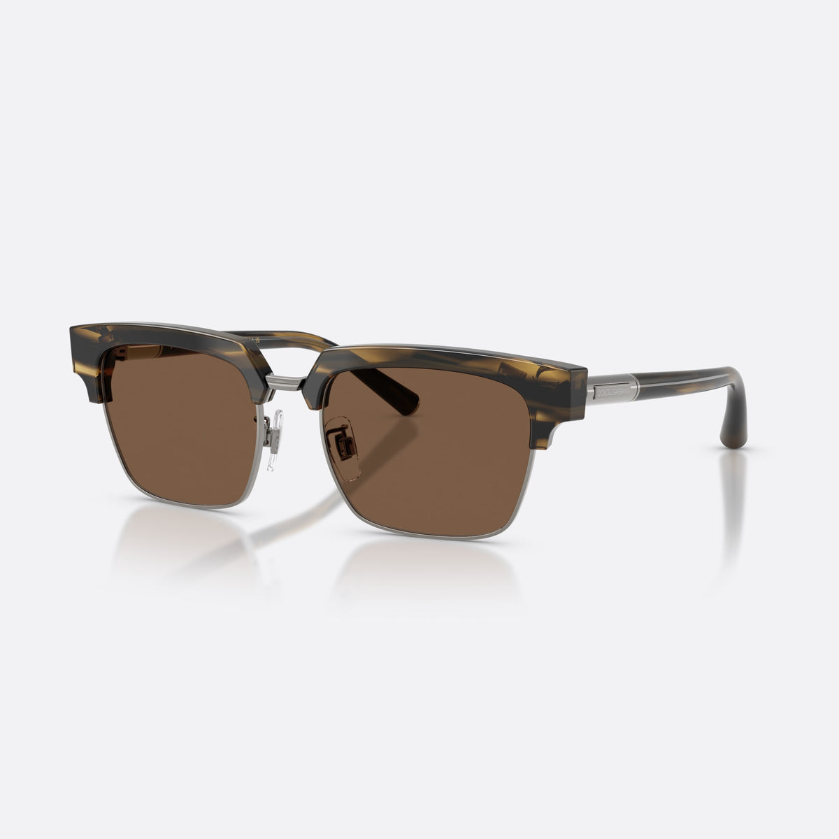 Dolce & Gabbana DG4522 306373 sunglasses, havana square frame for men, double metal bridge, brand logo on temple