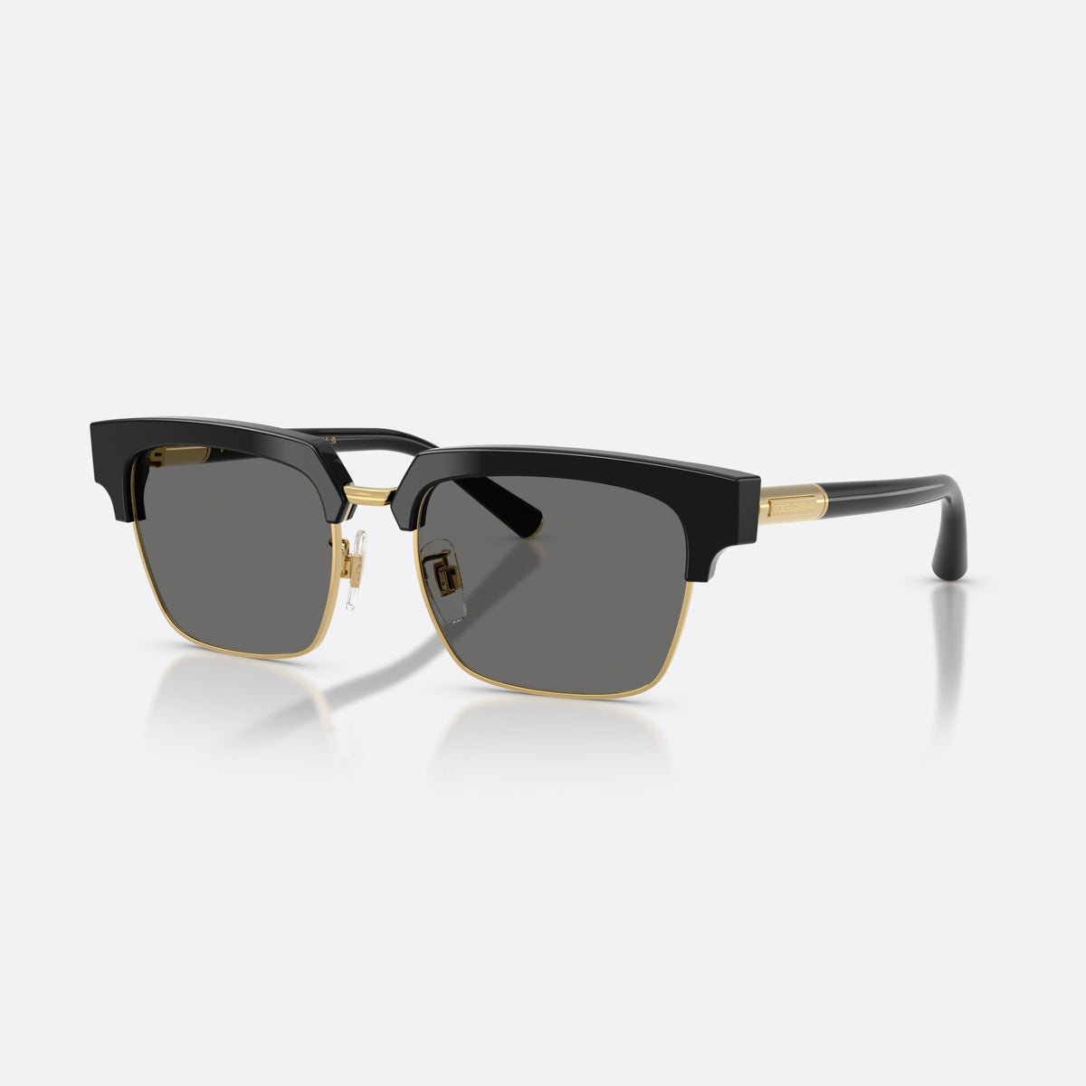 Dolce & Gabbana DG4522 501/1 sunglasses, black square frame for men, double metal bridge with gold-tone center