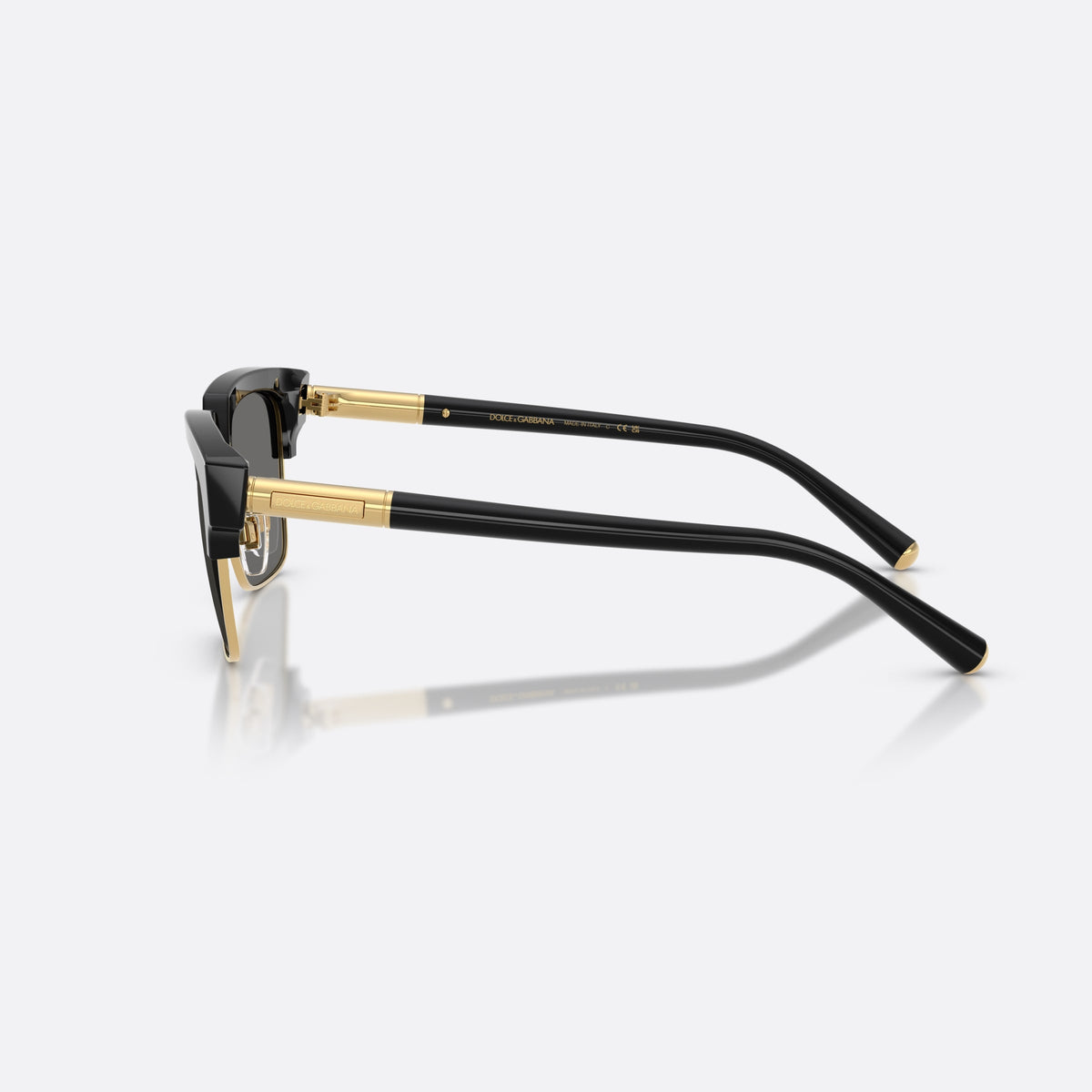 Dolce & Gabbana DG4522 501/1 sunglasses, black square frame for men, double metal bridge with gold-tone center, side view