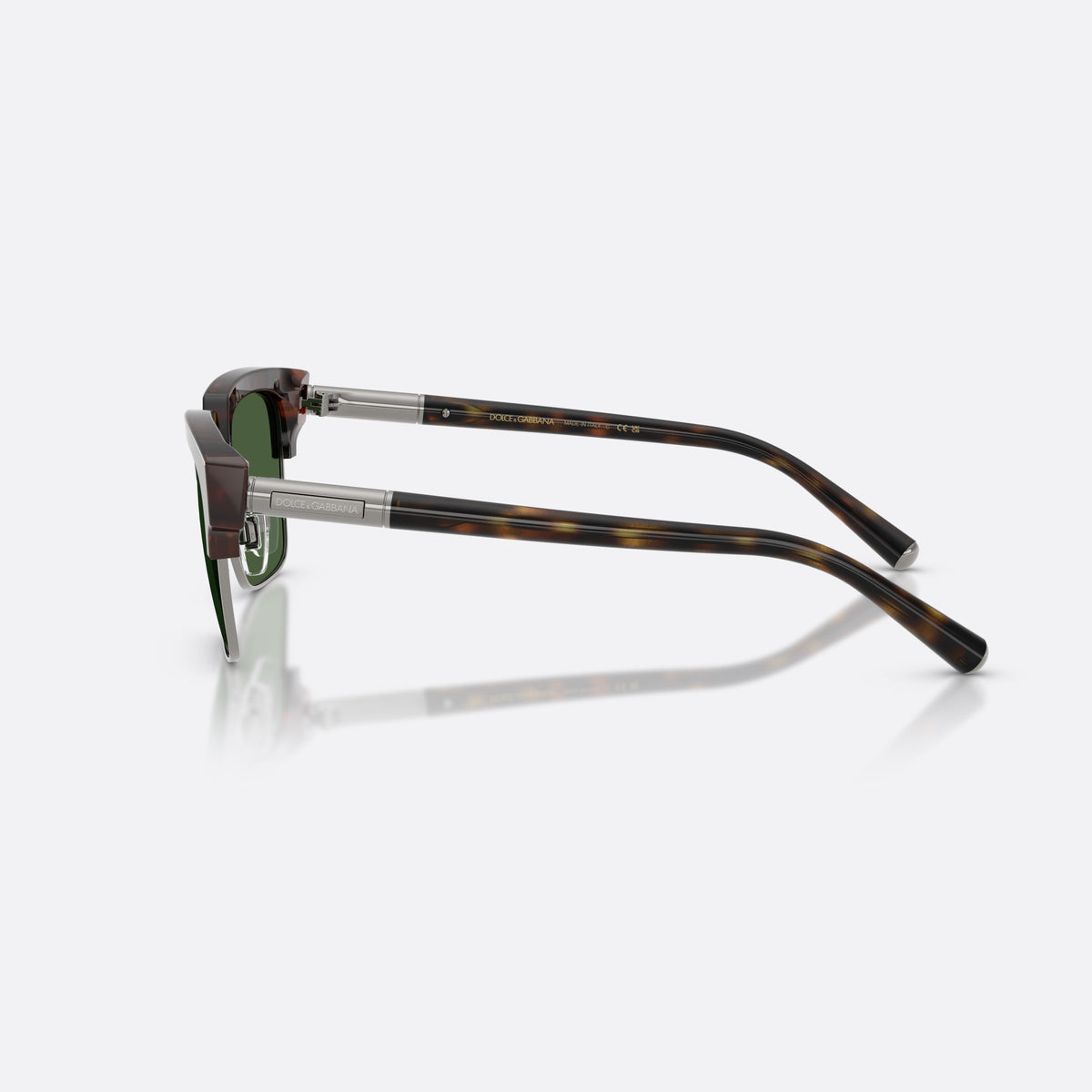 Dolce & Gabbana DG4522 502/71 sunglasses, havana square frame for men, metal saddle bridge, brand lettering on temples, side view