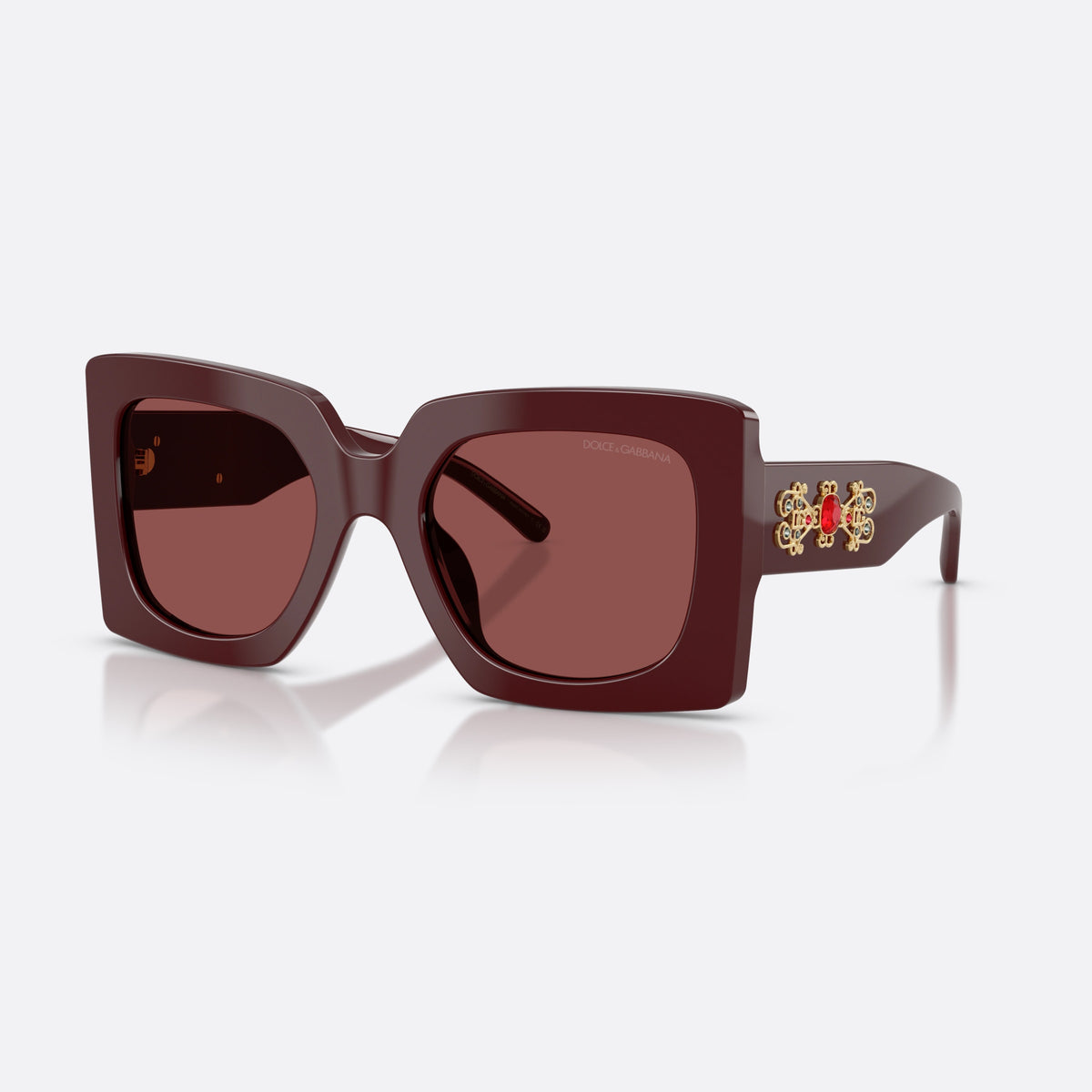 Dolce & Gabbana DG4525B 309175 sunglasses, red square frame for women, plain double bridge, brand lettering on the front rim