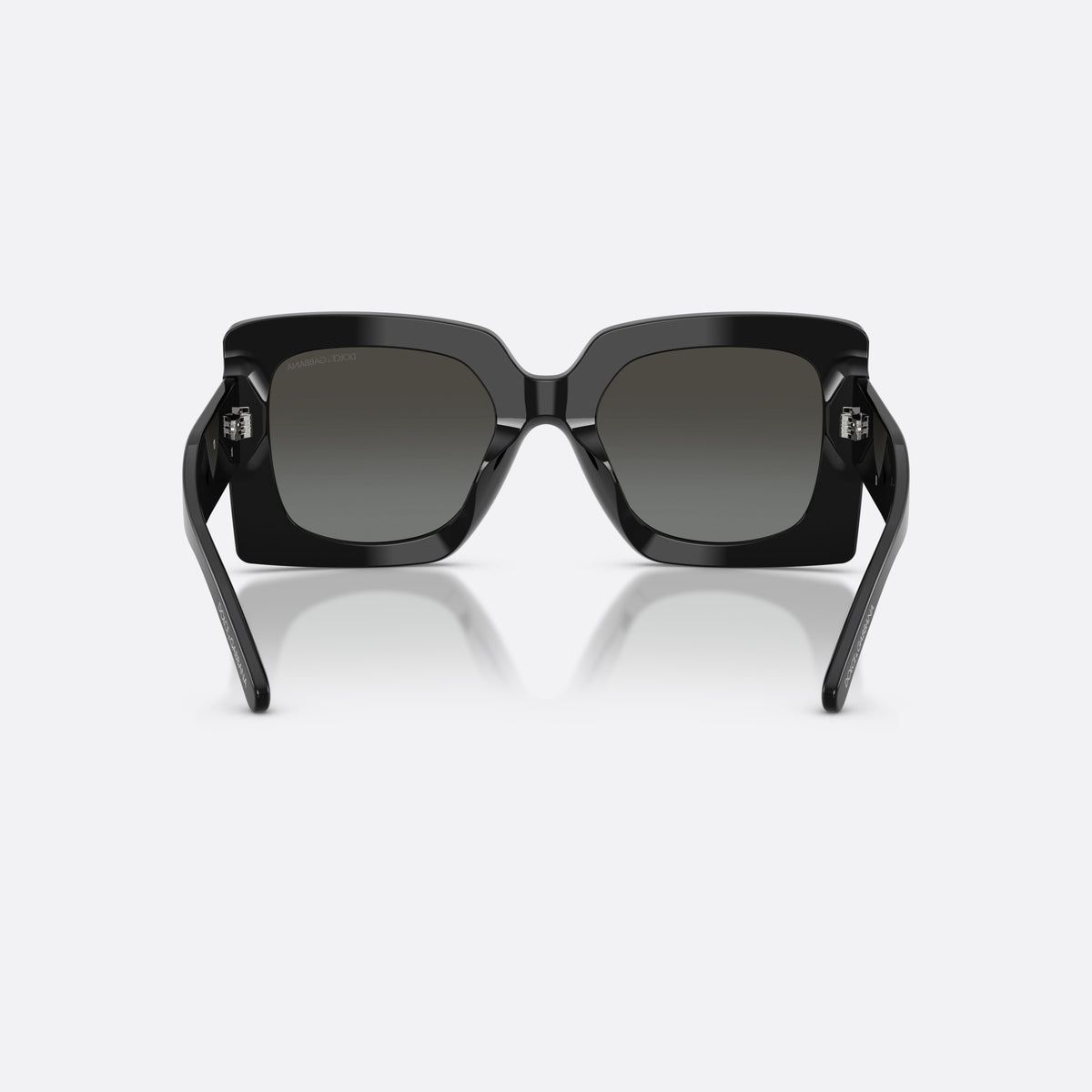 Ochelari de soare Dolce & Gabbana DG4525B 501/88, patrati negru, pentru femei, punte lată simplă, litere ale brandului pe rama superioară, vedere din spate