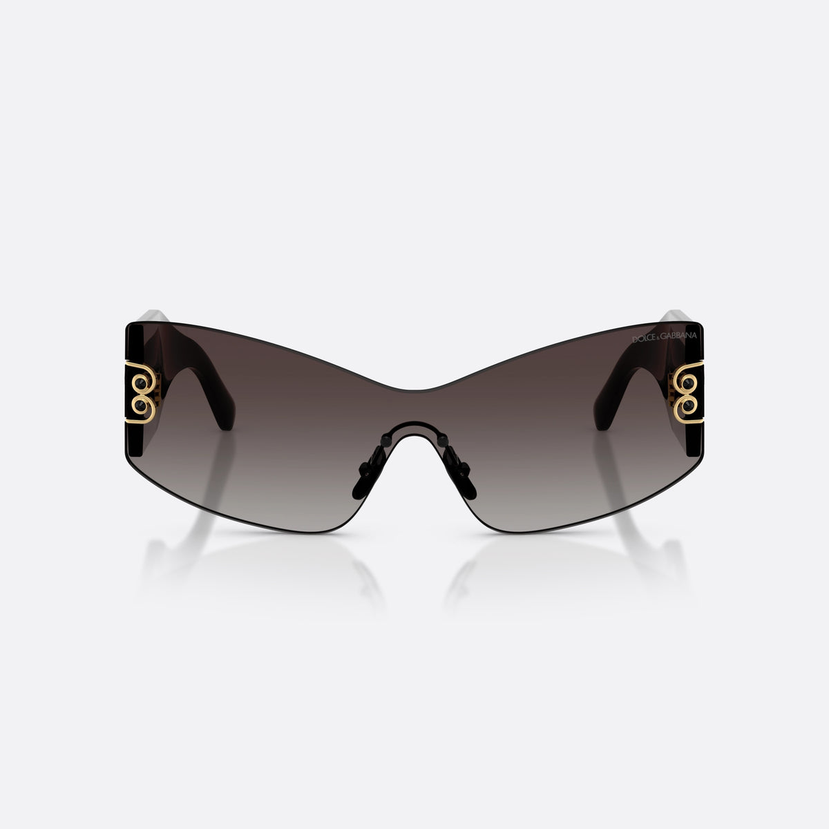 Dolce & Gabbana DG4526B 501/8G sunglasses, black cat eye frame for women, brand logo on temples, wide tapered temples, front view