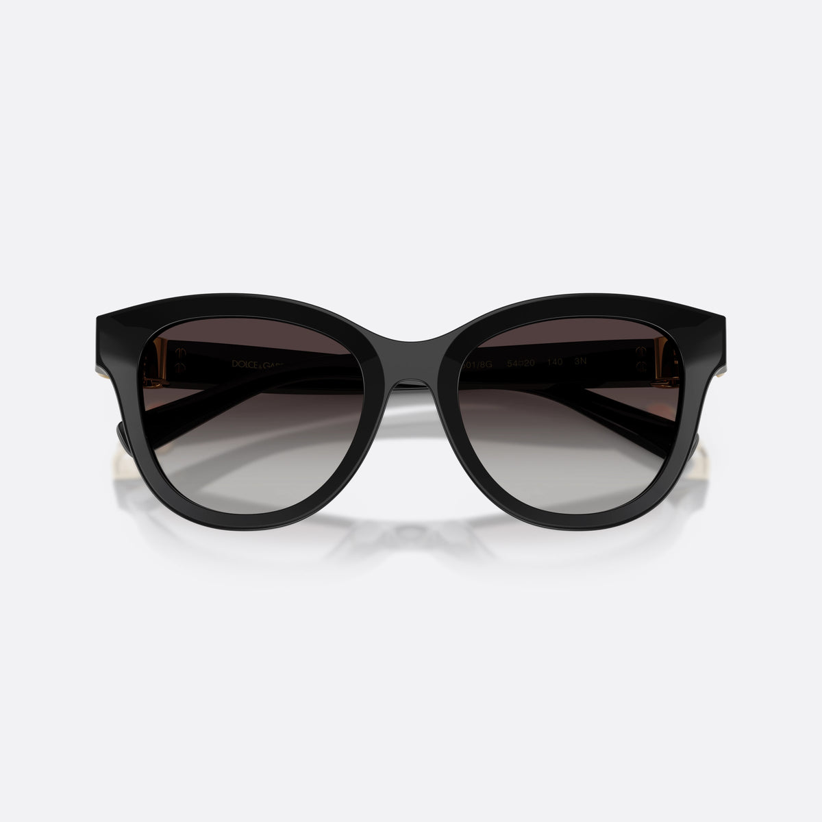 Dolce & Gabbana DG4533 501/8G sunglasses, black phantos frame for women, plain bridge, brand lettering on temples, full-rim frame, folded