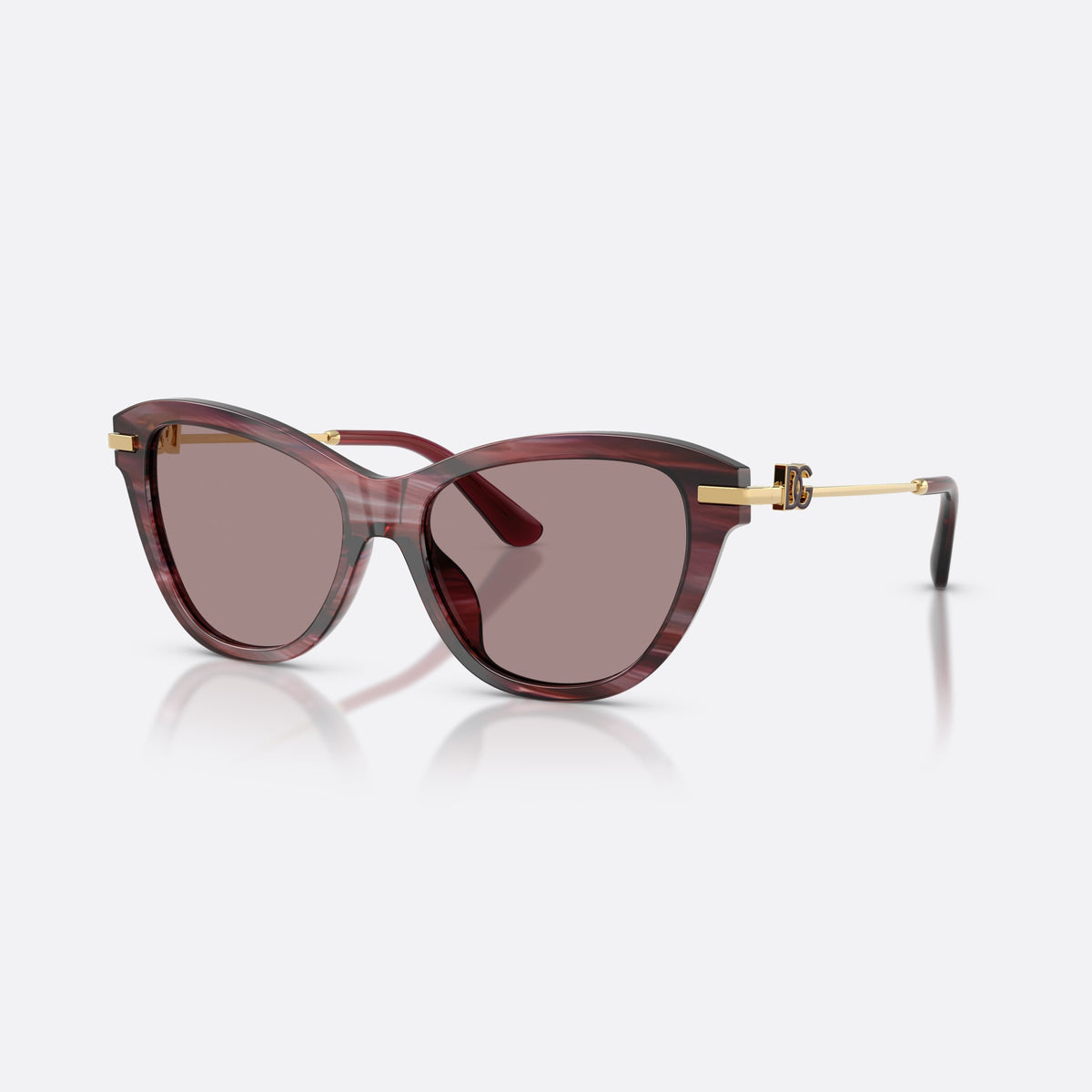 Ochelari de soare Dolce & Gabbana DG4534 3474LA, fluture violet, pentru femei, punte simplă integrată, literele brandului pe braț