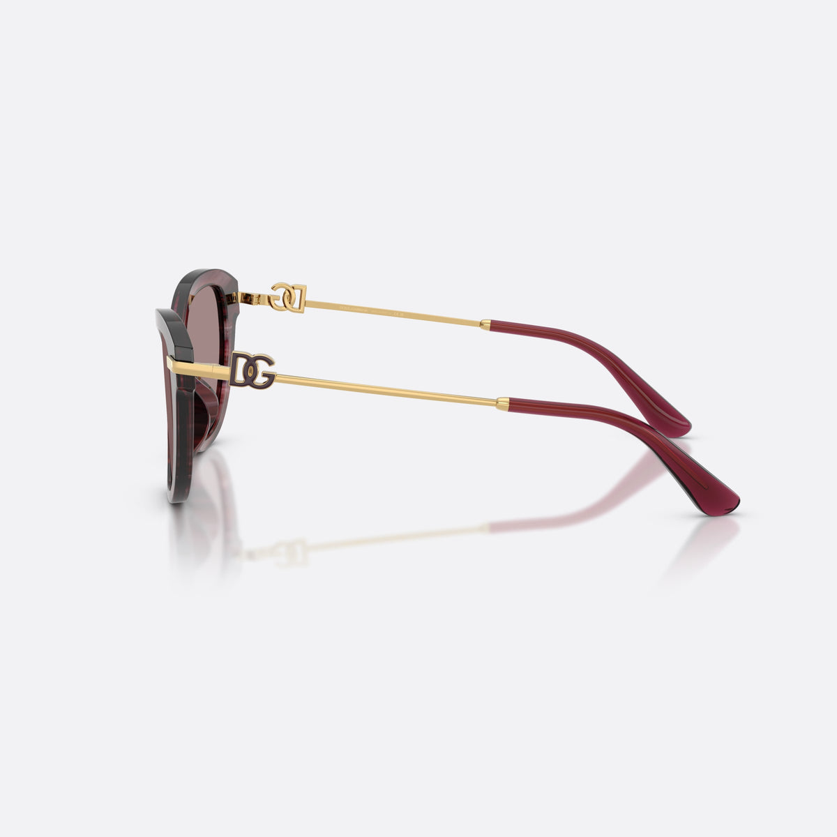 Ochelari de soare Dolce & Gabbana DG4534 3474LA, fluture violet, pentru femei, punte simplă integrată, literele brandului pe braț, vedere laterală