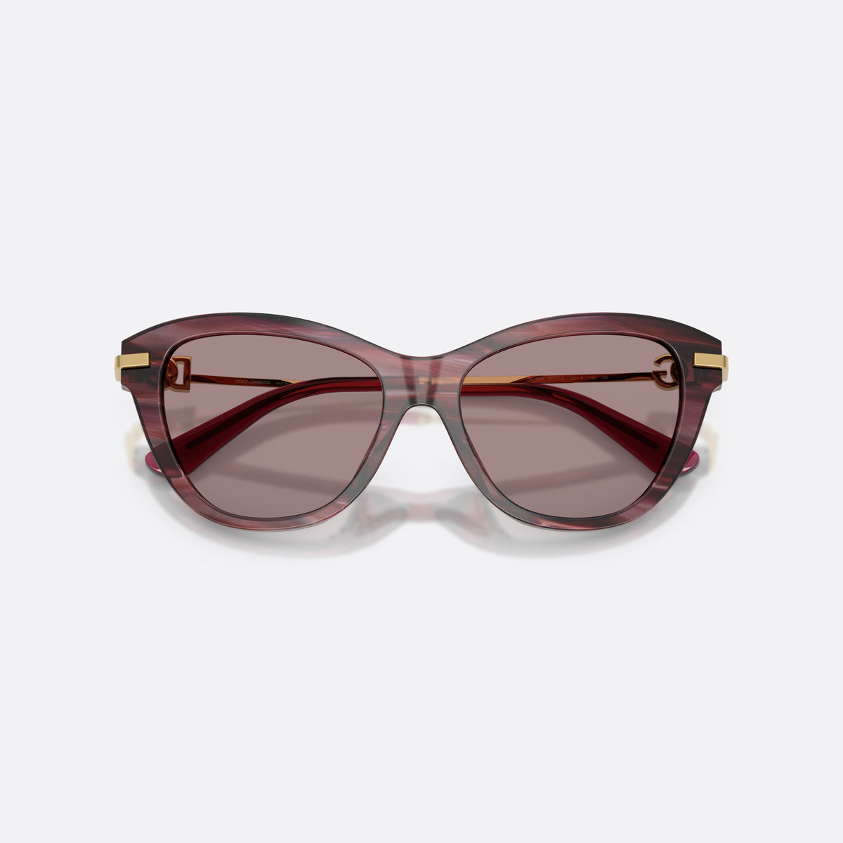 Ochelari de soare Dolce & Gabbana DG4534 3474LA, fluture violet, pentru femei, punte simplă integrată, literele brandului pe braț, cu brațele pliate