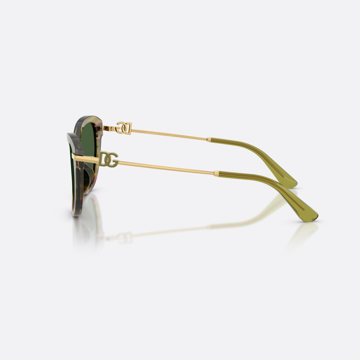 Ochelari de soare Dolce & Gabbana DG4534 347571, fluture verde, pentru femei, punte integrată simplă, logo-ul brandului pe brațe, vedere laterală