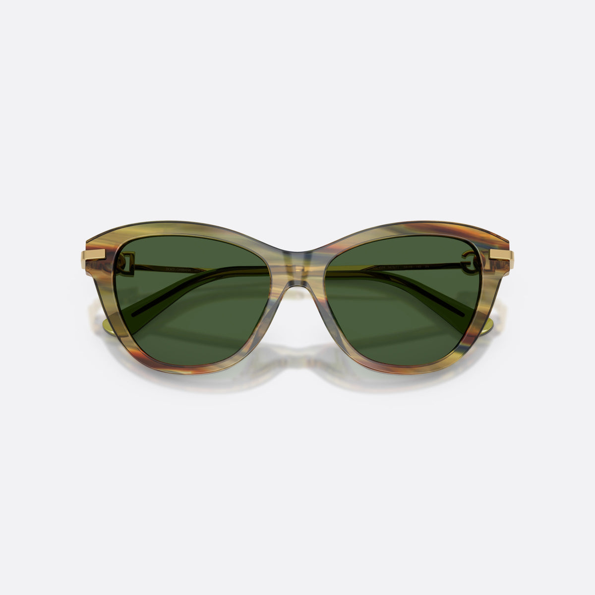 Ochelari de soare Dolce & Gabbana DG4534 347571, fluture verde, pentru femei, punte integrată simplă, logo-ul brandului pe brațe, cu brațele pliate