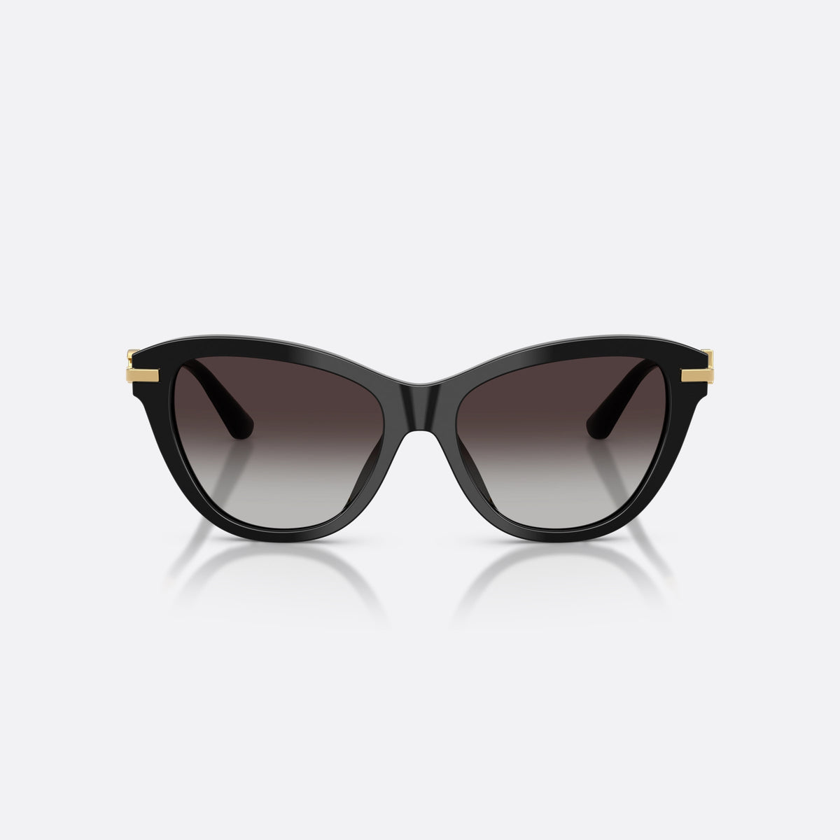 Dolce & Gabbana DG4534 501/8G sunglasses, black butterfly frame for women, plain bridge, brand logo plaque on temple, front view