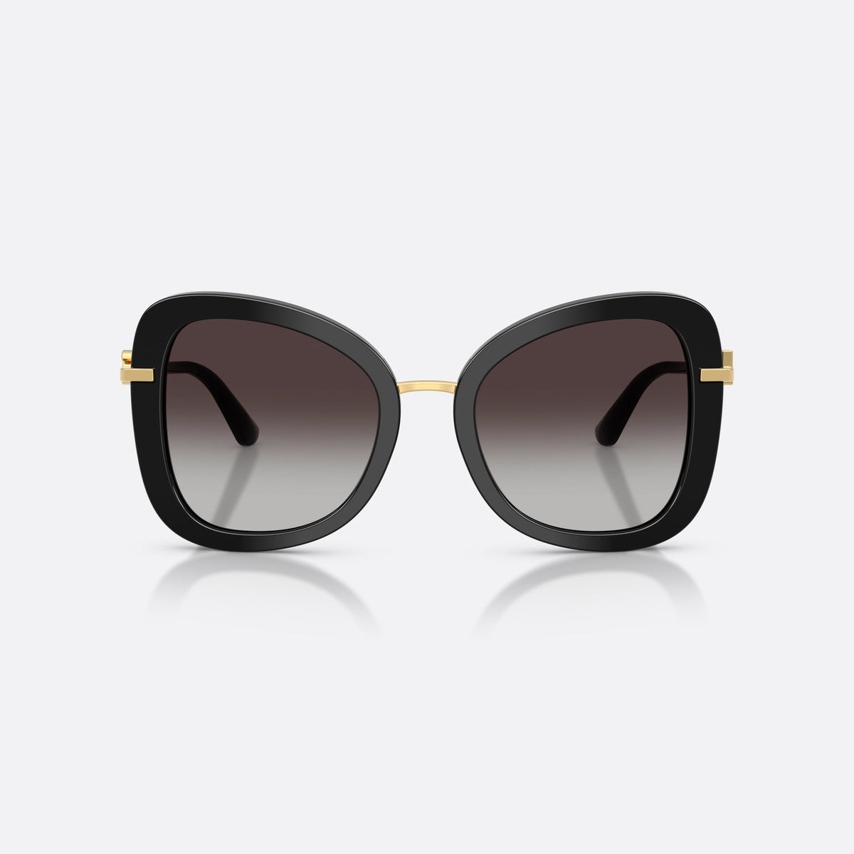 Dolce & Gabbana DG4535 501/8G sunglasses, black butterfly frame for women, metal bridge with gold-tone finish, gradient tinted lenses, front view