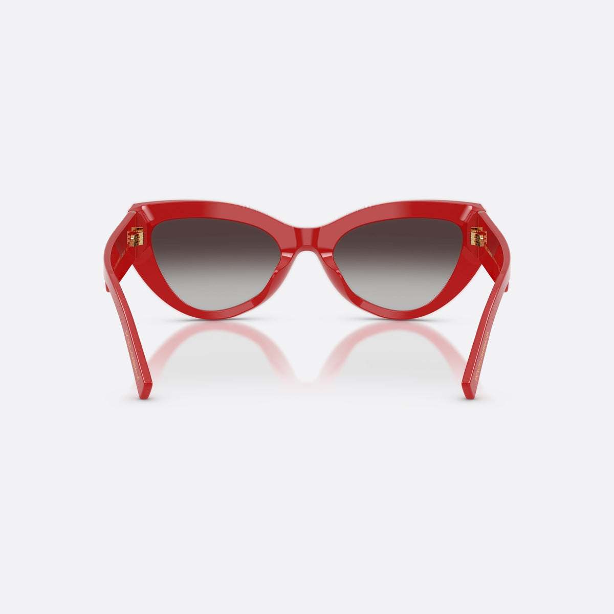 Dolce & Gabbana DG4536 30888G sunglasses, red cat eye frame for women, plain bridge, gold-tone brand plaque on temple, back view