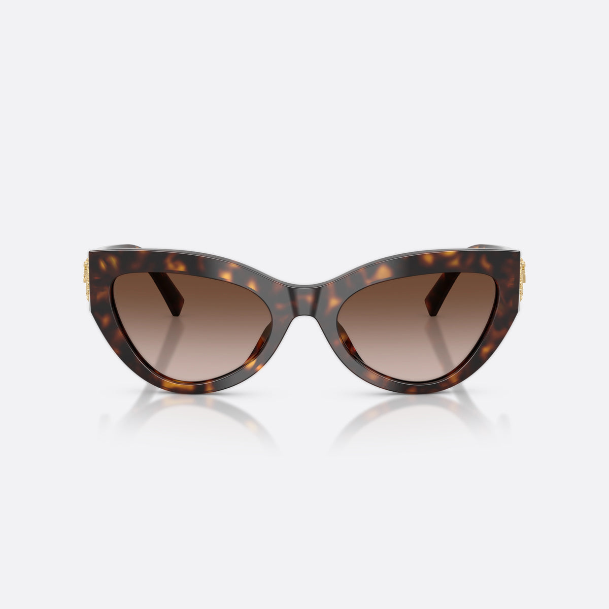 Dolce & Gabbana DG4536 502/13 sunglasses, havana cat eye frame for women, plain bridge, brand logo on heart plaque, front view