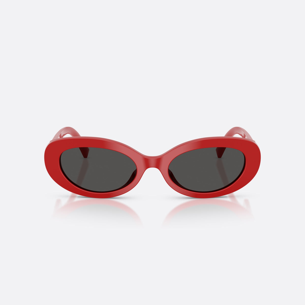 Dolce & Gabbana DG4537 308887 sunglasses, red oval frame for women, plain bridge, brand logo on temple plaque, front view