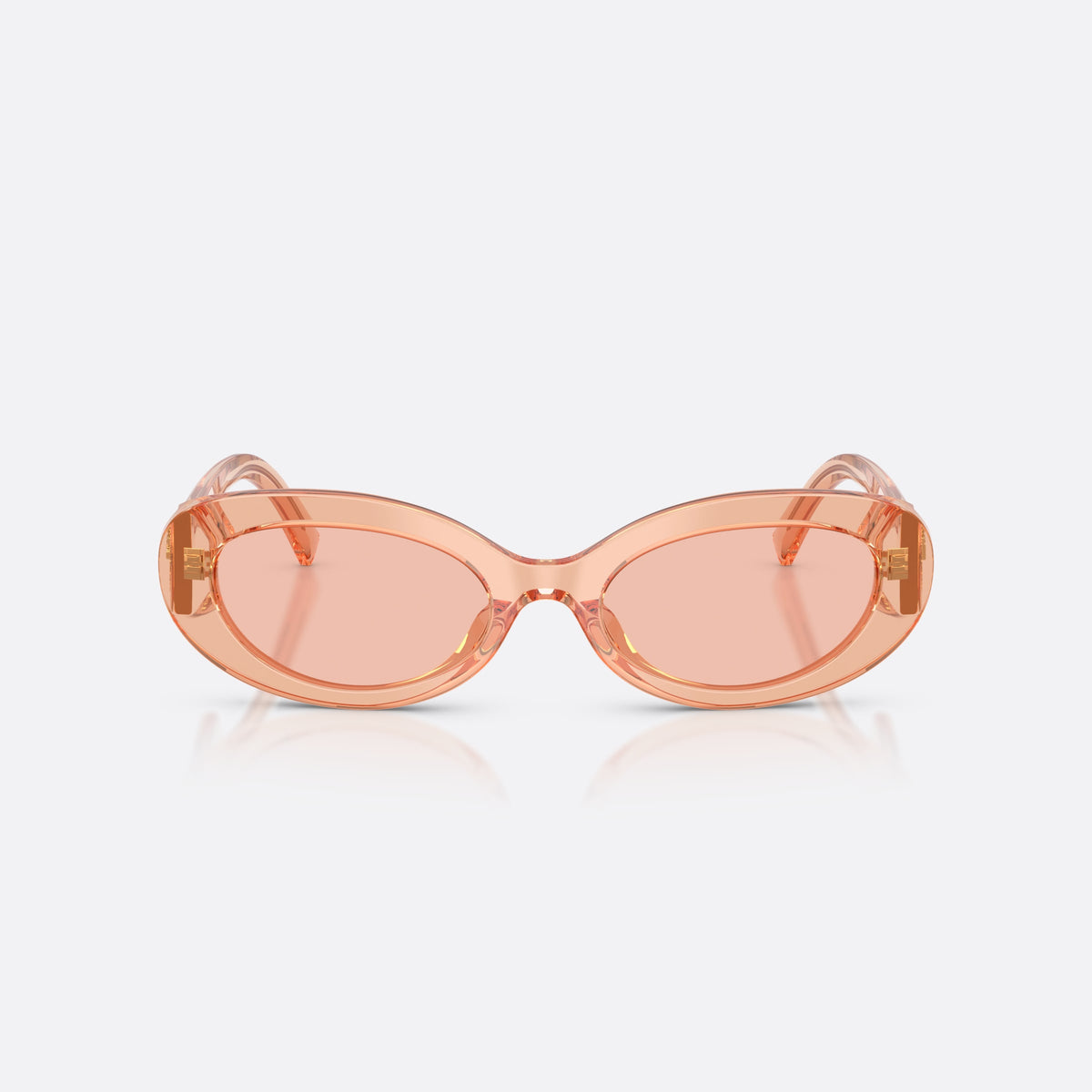 Dolce & Gabbana DG4537 322684 sunglasses, pink oval frame for women, plain bridge, brand logo plaque on temples, full-rim frame, front view