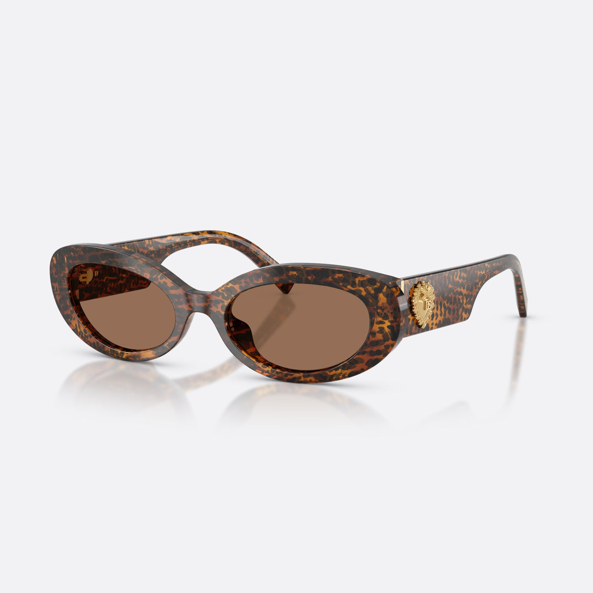 Dolce & Gabbana DG4537 347073 sunglasses, brown oval frame for women, plain bridge, brand logo on plaque, wide tapered temples