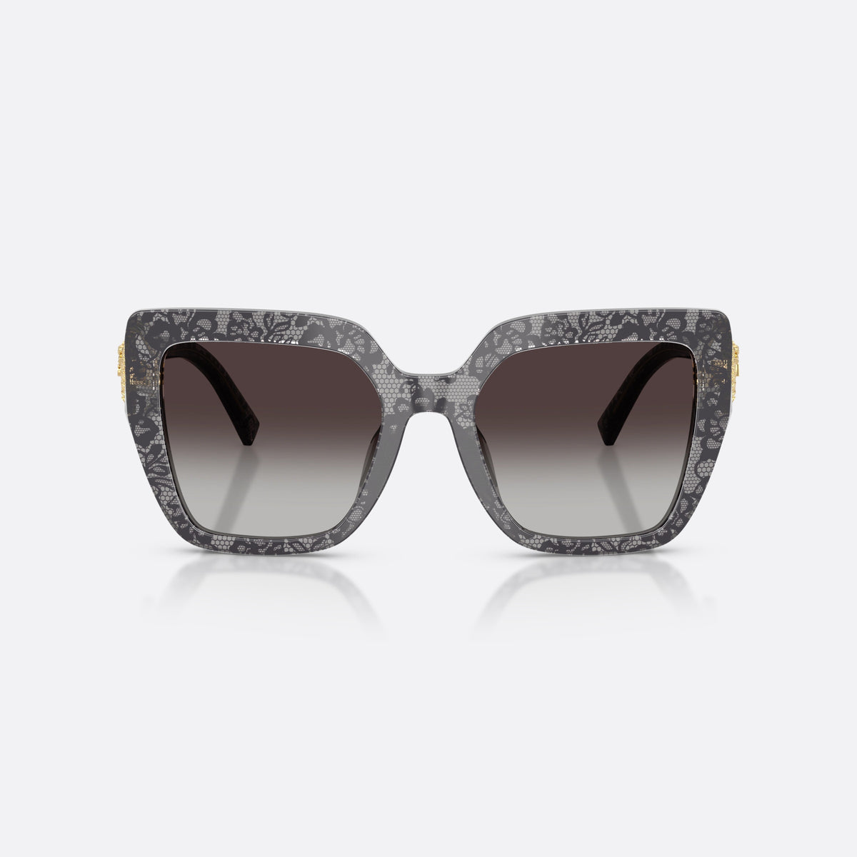 Ochelari de soare Dolce & Gabbana DG4538 34718G, patrati gri, pentru femei, punte simplă, logo al brandului pe braț, ramă completă, vedere din față