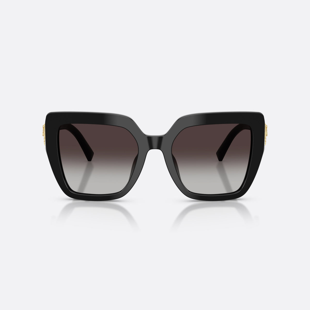 Dolce & Gabbana DG4538 501/8G sunglasses, black square frame for women, plain double bridge, brand logo on temples, front view
