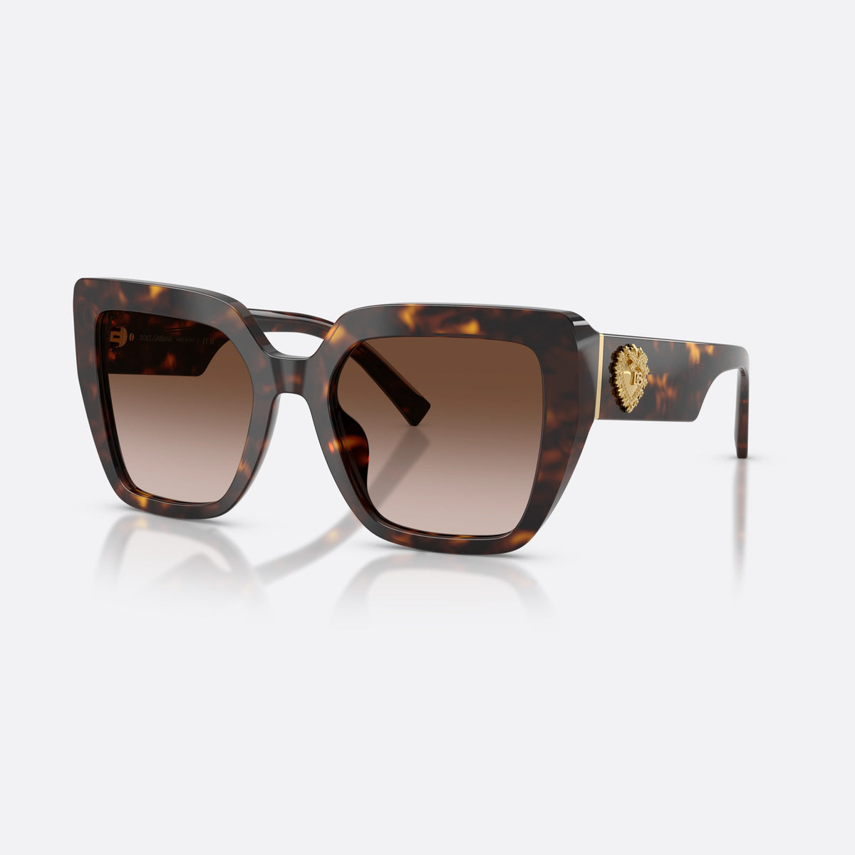 Dolce & Gabbana DG4538 502/13 sunglasses, havana square frame for women, double bridge with central cutout, brand lettering on temple