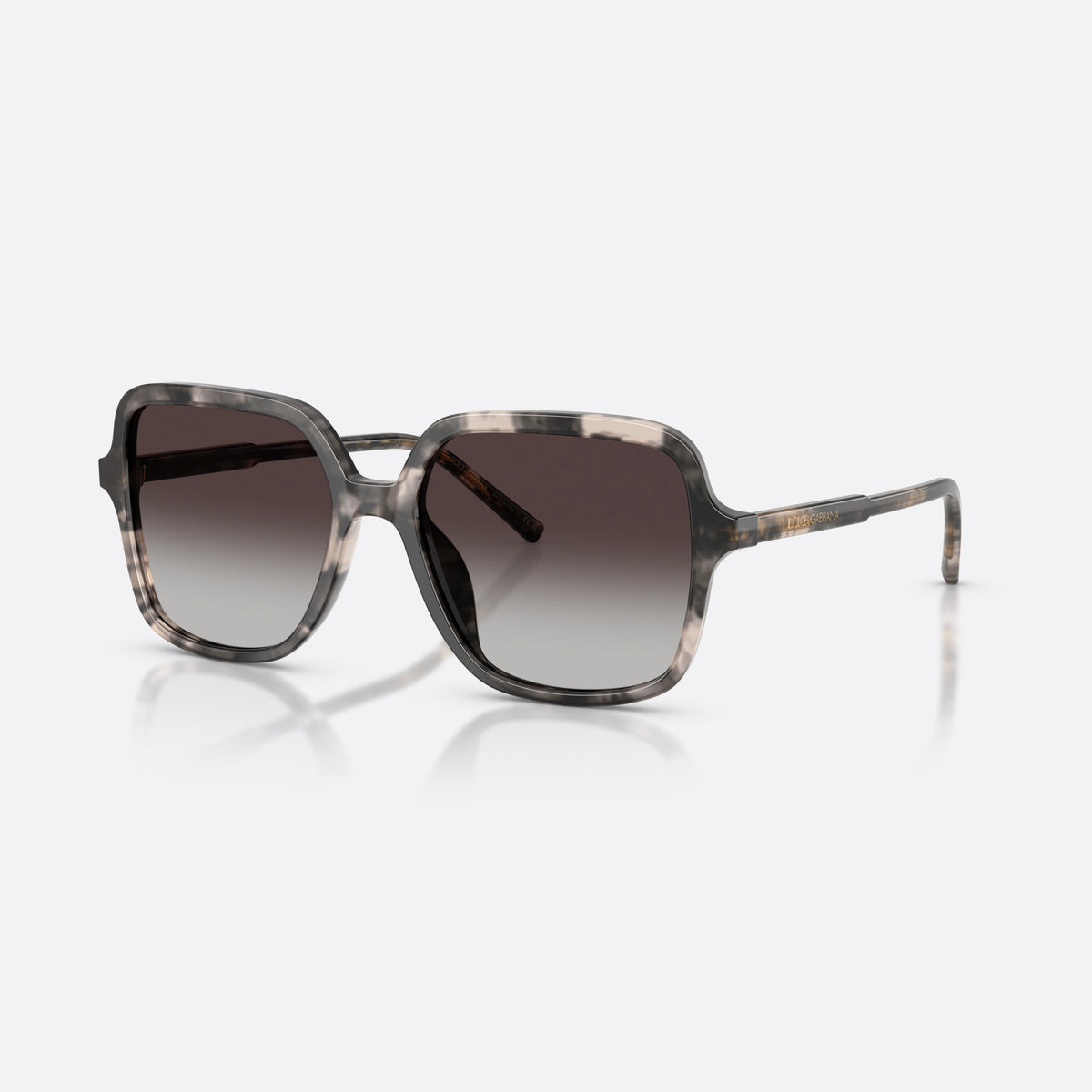 Ochelari de soare Dolce & Gabbana DG4539 31728G, patrati havana, pentru femei, punte dublă simplă, literele brandului pe brațe