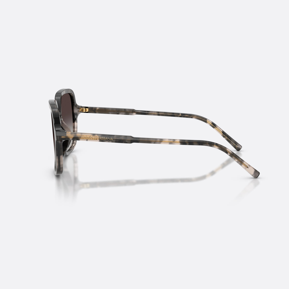 Ochelari de soare Dolce & Gabbana DG4539 31728G, patrati havana, pentru femei, punte dublă simplă, literele brandului pe brațe, vedere laterală