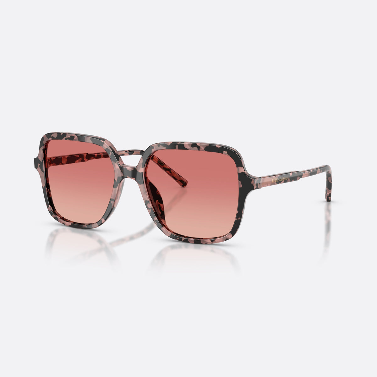 Dolce & Gabbana DG4539 3476A5 sunglasses, havana square frame for women, plain double bridge, brand lettering on the temples