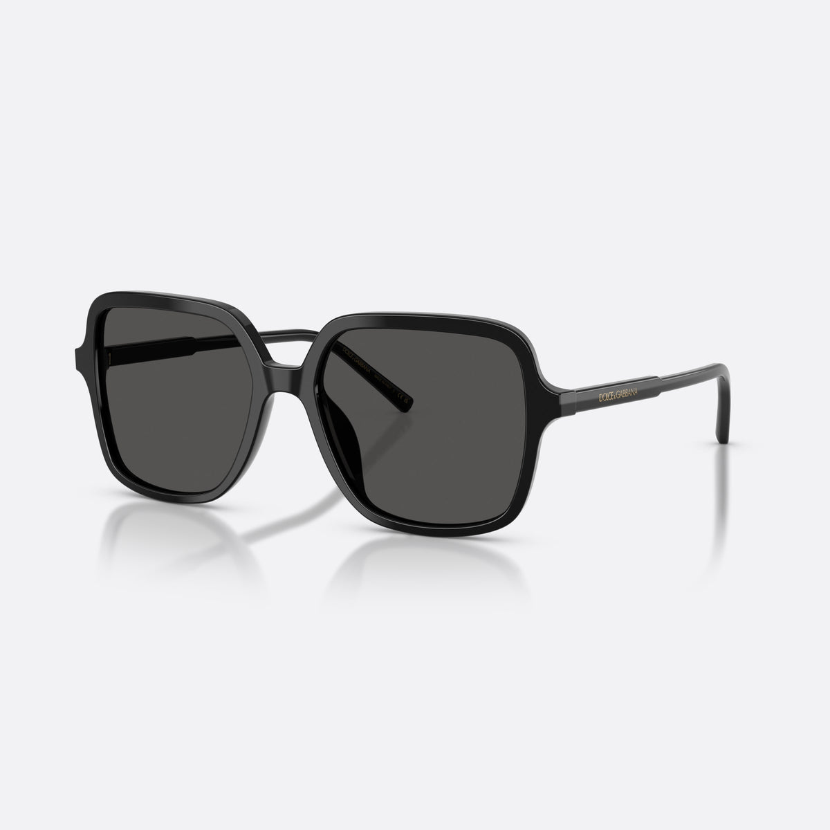 Dolce & Gabbana DG4539 501/87 sunglasses, black square frame for women, plain double bridge, brand lettering on temples