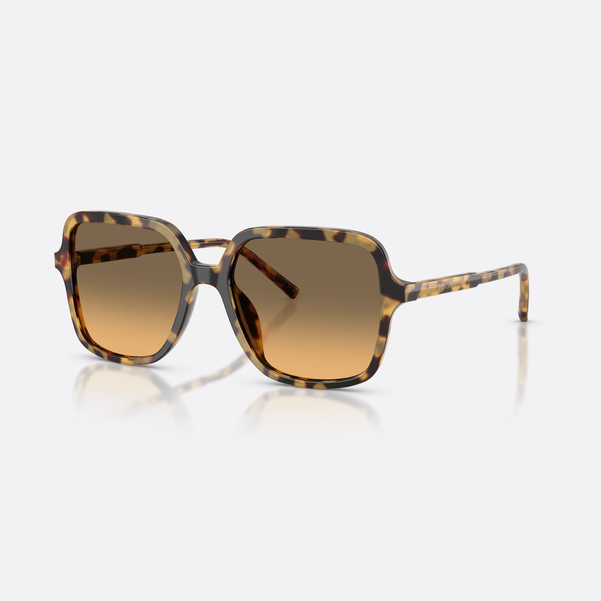 Ochelari de soare Dolce & Gabbana DG4539 512/11, patrati havana, pentru femei, punte dublă simplă, literele brandului pe brațe