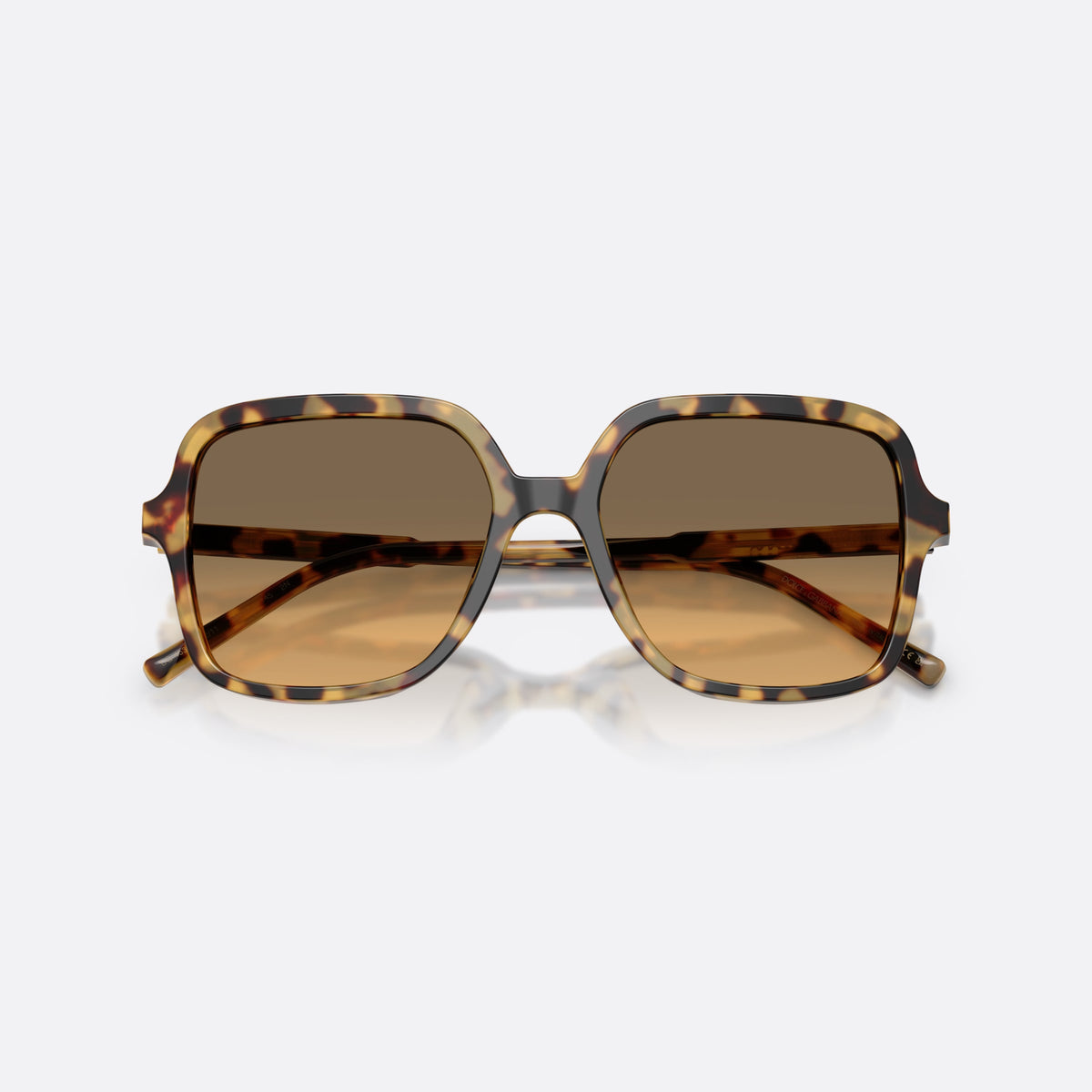 Ochelari de soare Dolce & Gabbana DG4539 512/11, patrati havana, pentru femei, punte dublă simplă, literele brandului pe brațe, cu brațele pliate