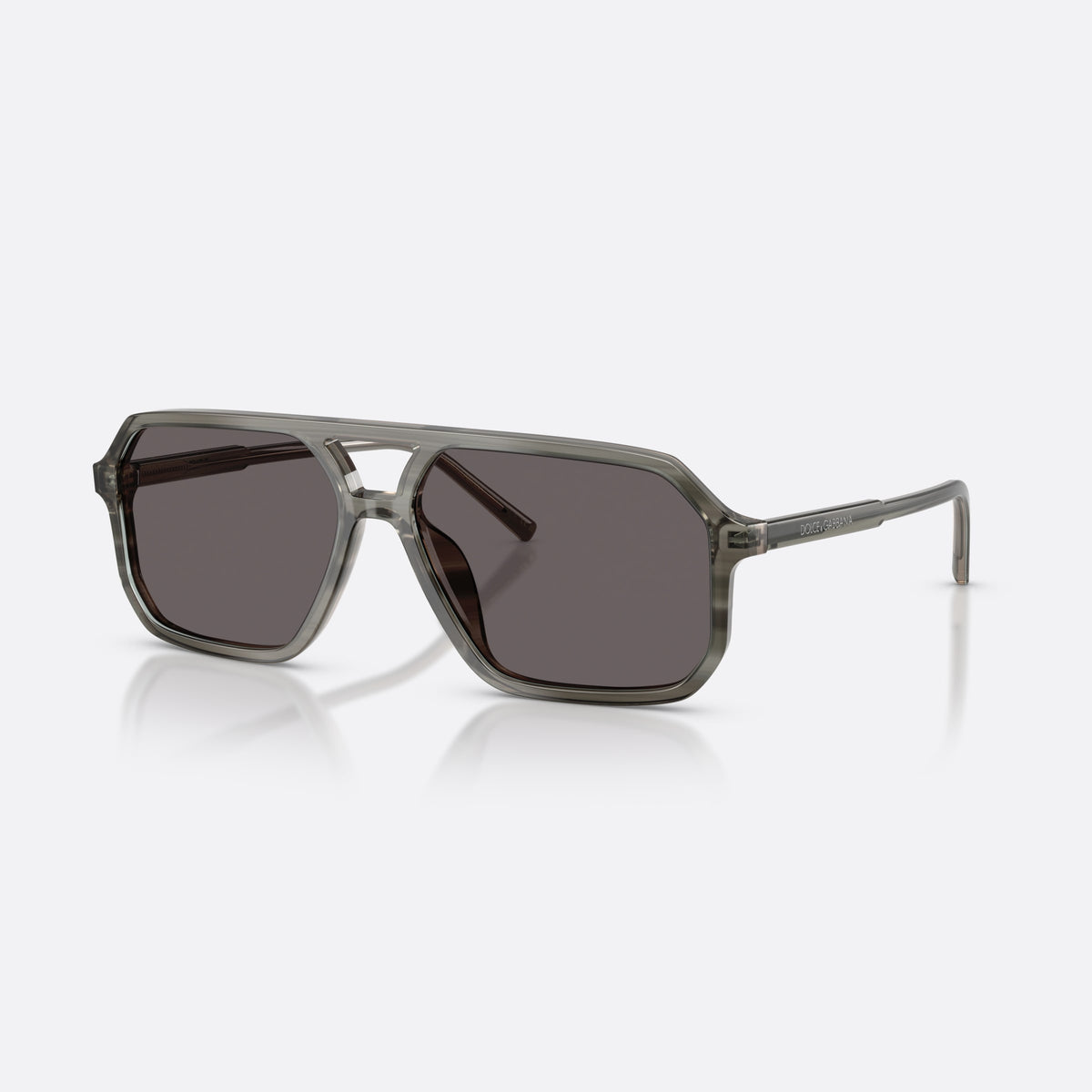 Dolce & Gabbana DG4541 347987 sunglasses, grey pilot frame, unisex, double bridge, brand lettering on temples, full rim