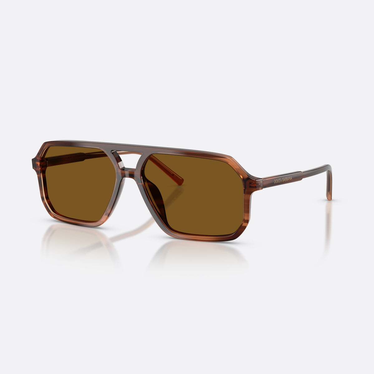 Dolce & Gabbana DG4541 348183 sunglasses, brown pilot frame, unisex, double bridge, brand logo on temple, full-rim frame