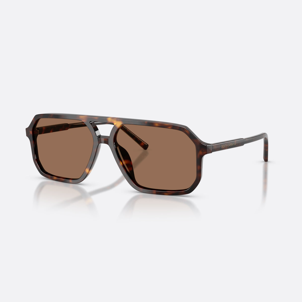 Ochelari de soare Dolce & Gabbana DG4541 502/73, pilot havana, unisex, punte dublă cu centru deschis, literele brandului pe brațe