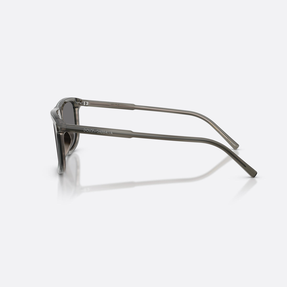 Dolce & Gabbana DG4542 347981 sunglasses, grey square frame for men, plain bridge, integrated into front, full-rim frame, side view