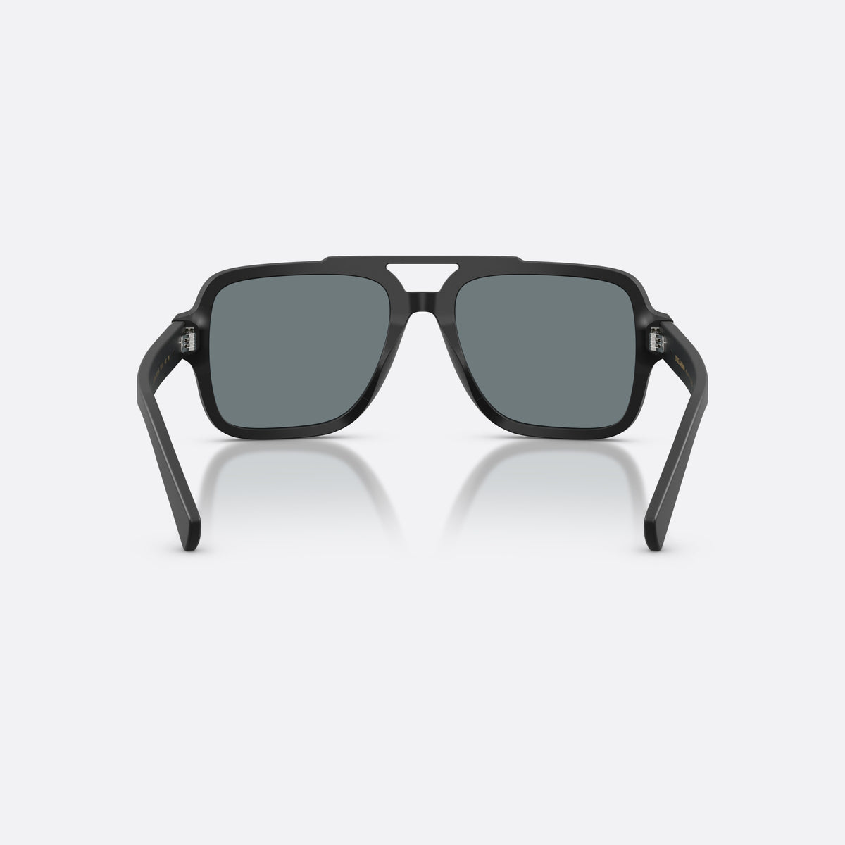 Dolce & Gabbana DG4544 25256G sunglasses, black pilot frame for men, double bridge with top bar, brand lettering on the temple, back view