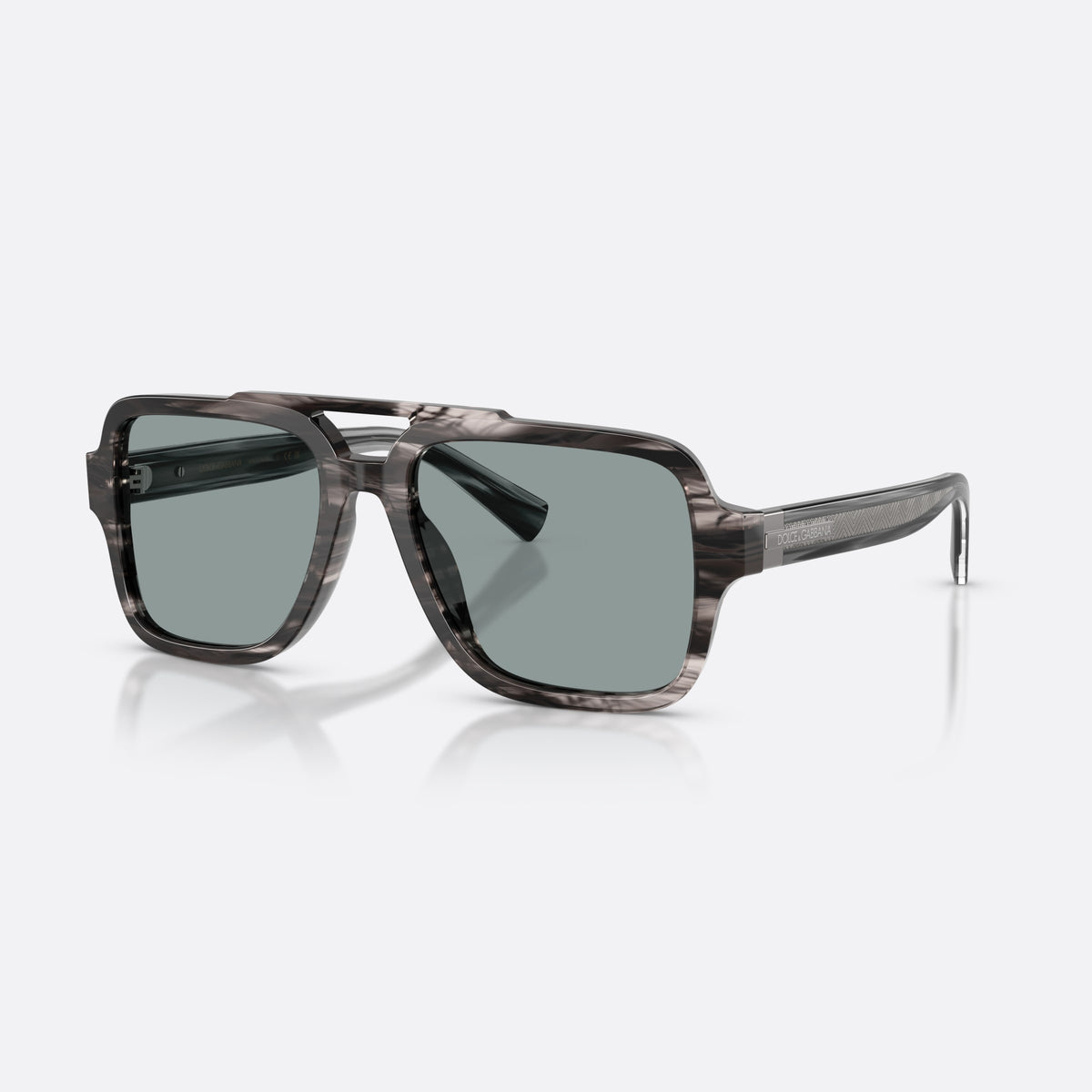 Dolce & Gabbana DG4544 3440/1 sunglasses, grey pilot frame for men, double bridge with top bar, brand lettering on temple