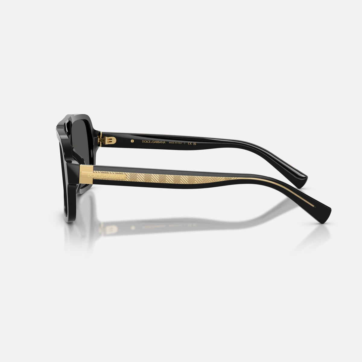 Ochelari de soare Dolce & Gabbana DG4544 501/87, pilot negru, pentru bărbați, punte dublă cu bară superioară, literele brandului pe brațe, vedere laterală