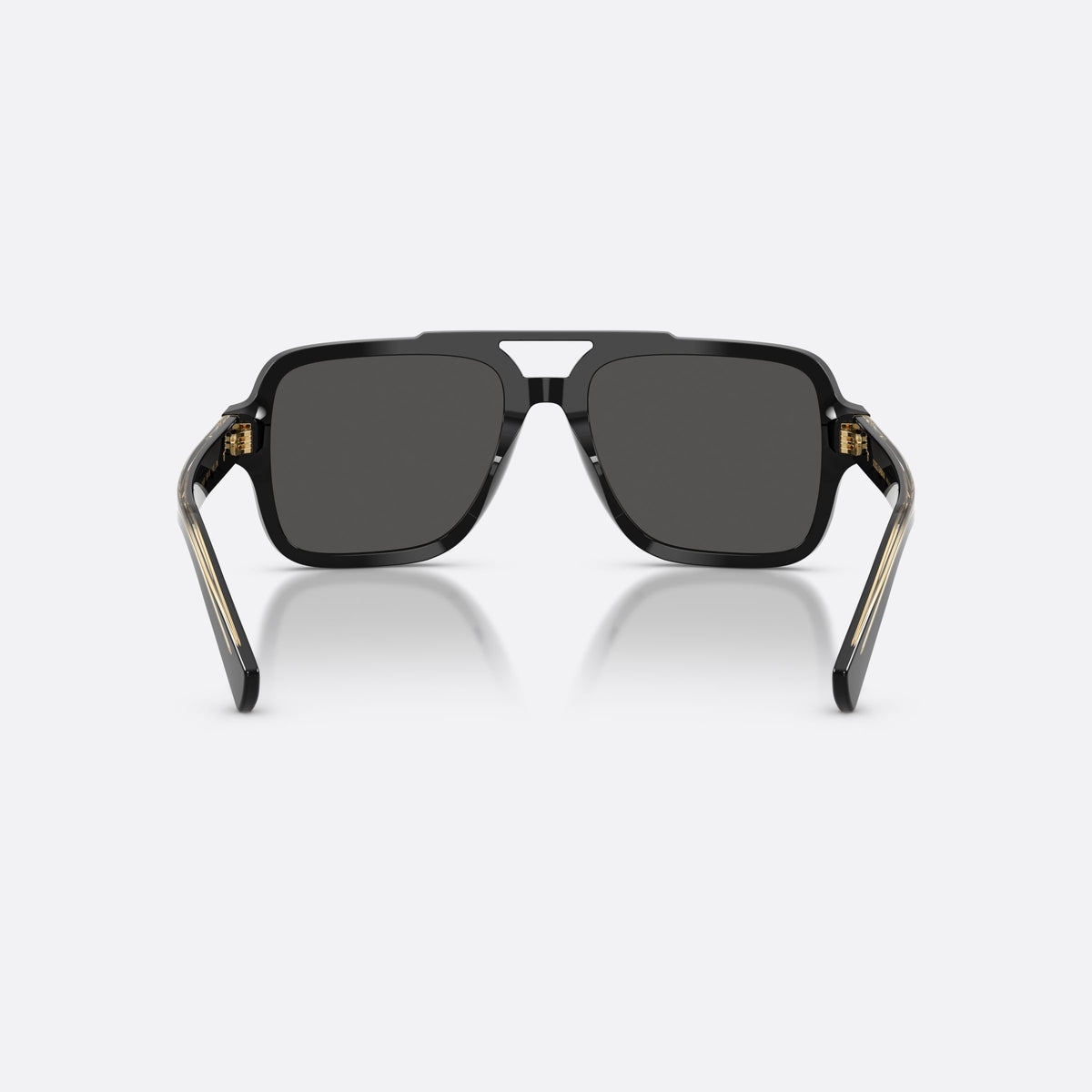 Ochelari de soare Dolce & Gabbana DG4544 501/87, pilot negru, pentru bărbați, punte dublă cu bară superioară, literele brandului pe brațe, vedere din spate
