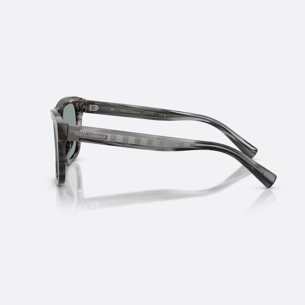 Dolce & Gabbana DG4545 3440/1 sunglasses, grey square frame for men, plain bridge, integrated into frame, full-rim thick frame, side view