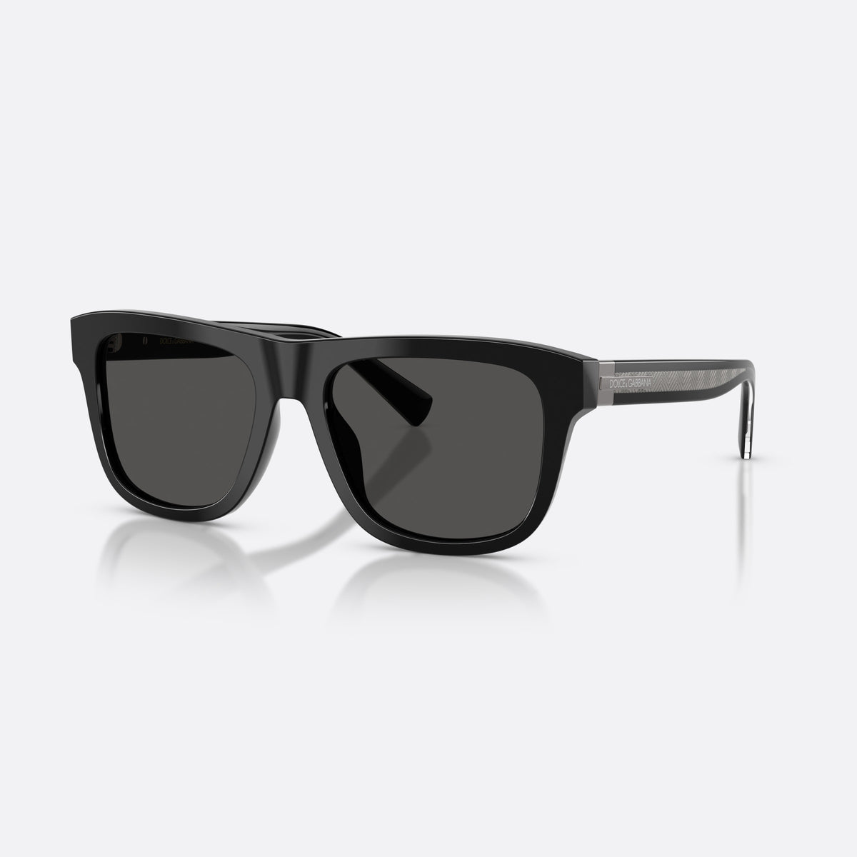 Dolce & Gabbana DG4545 501/87 sunglasses, black square frame for men, plain bridge, brand lettering on temple, full-rim frame