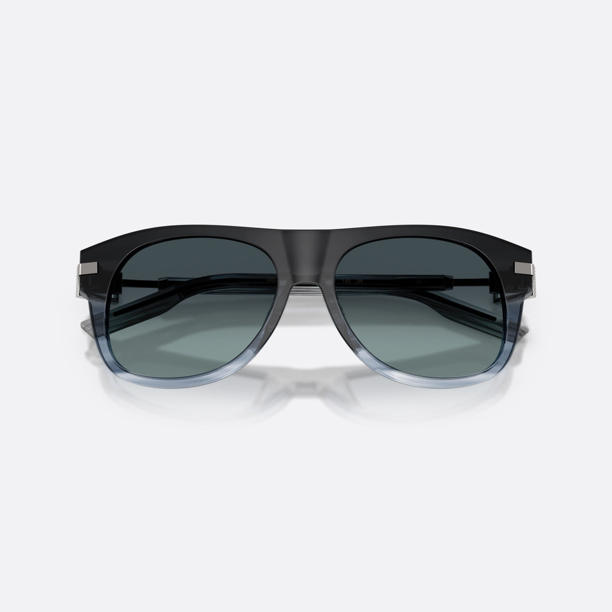 Dolce & Gabbana DG4546 348519 sunglasses, blue square frame for men, plain bridge, integrated into frame, slim tapered temples, folded