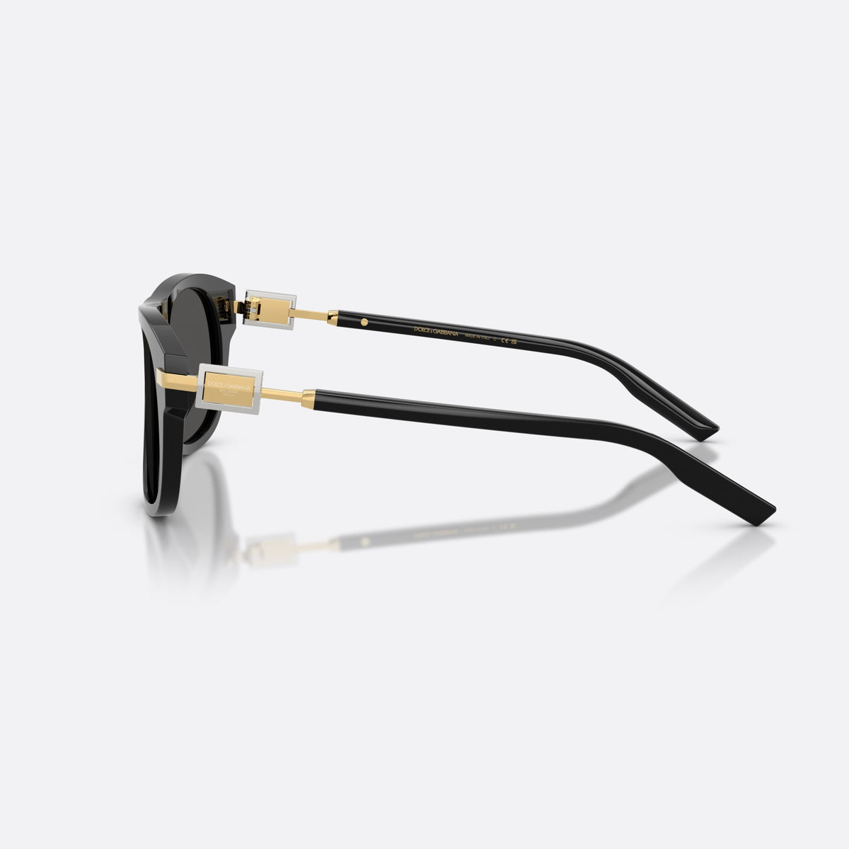 Dolce & Gabbana DG4546 501/87 sunglasses, black square frame for men, plain double bridge, slim tapered temples with metal core, side view