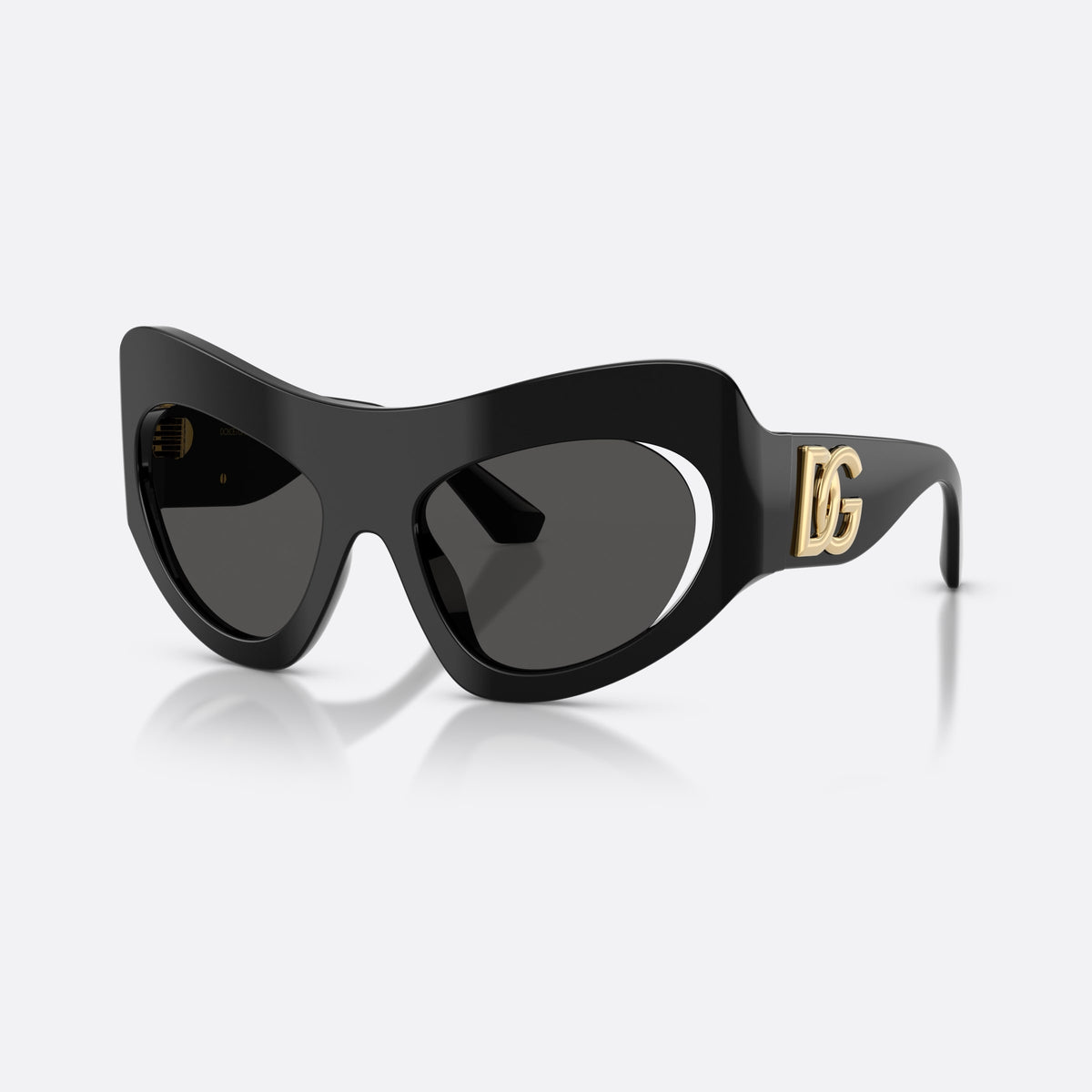 Ochelari de soare Dolce & Gabbana DG4552 501/87, cat eye negru, pentru femei, punte integrată simplă, literele brandului pe brațe