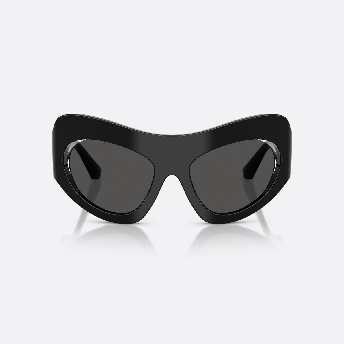 Ochelari de soare Dolce & Gabbana DG4552 501/87, cat eye negru, pentru femei, punte integrată simplă, literele brandului pe brațe, vedere din față