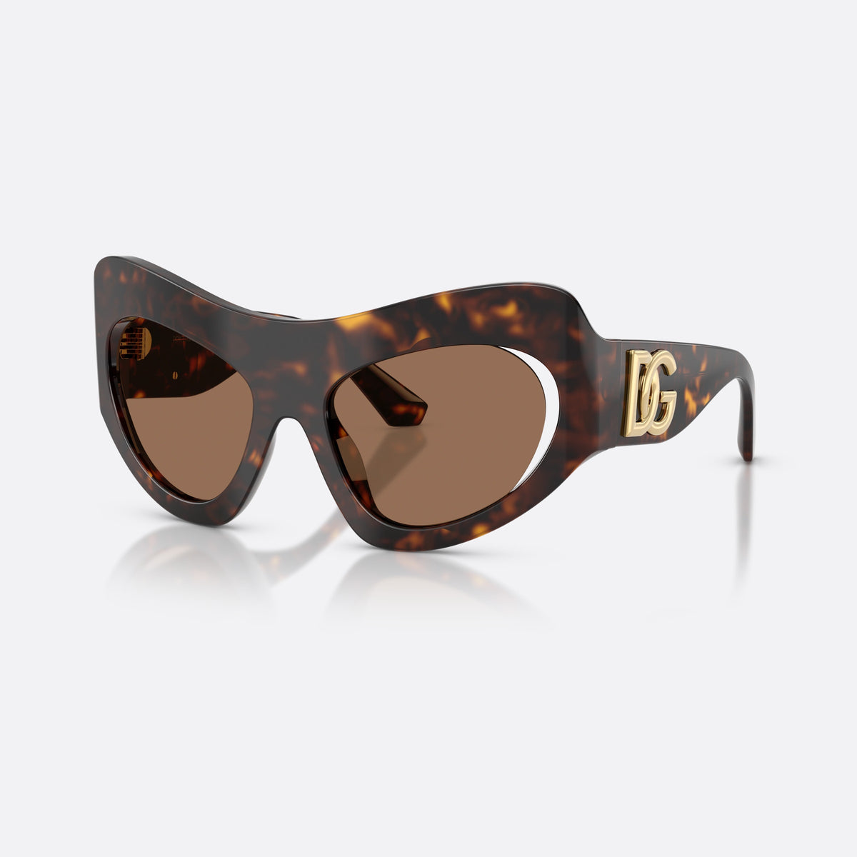 Dolce & Gabbana DG4552 502/73 sunglasses, havana cat eye frame for women, plain bridge, brand logo on temple, full-rim frame