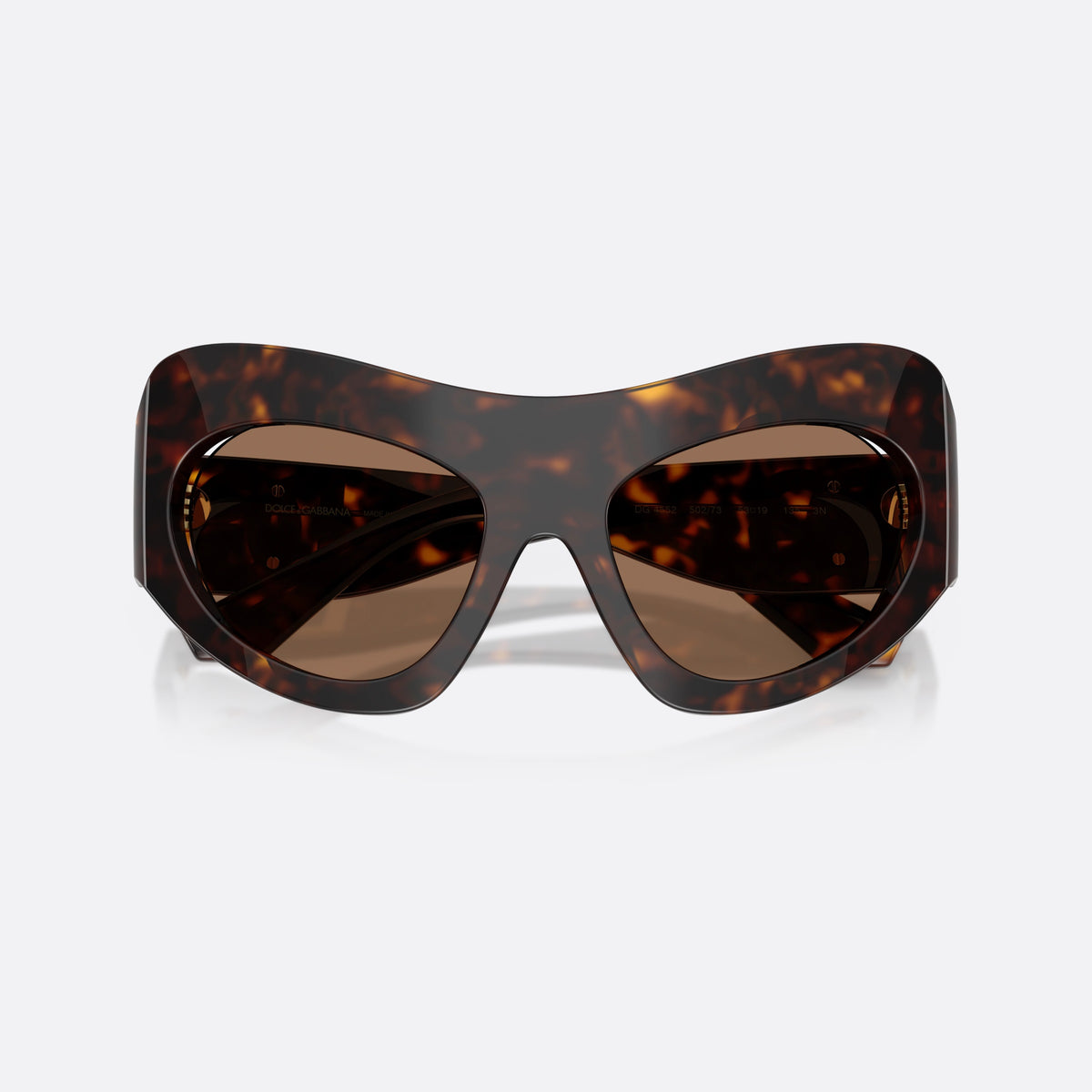 Dolce & Gabbana DG4552 502/73 sunglasses, havana cat eye frame for women, plain bridge, brand logo on temple, full-rim frame, folded