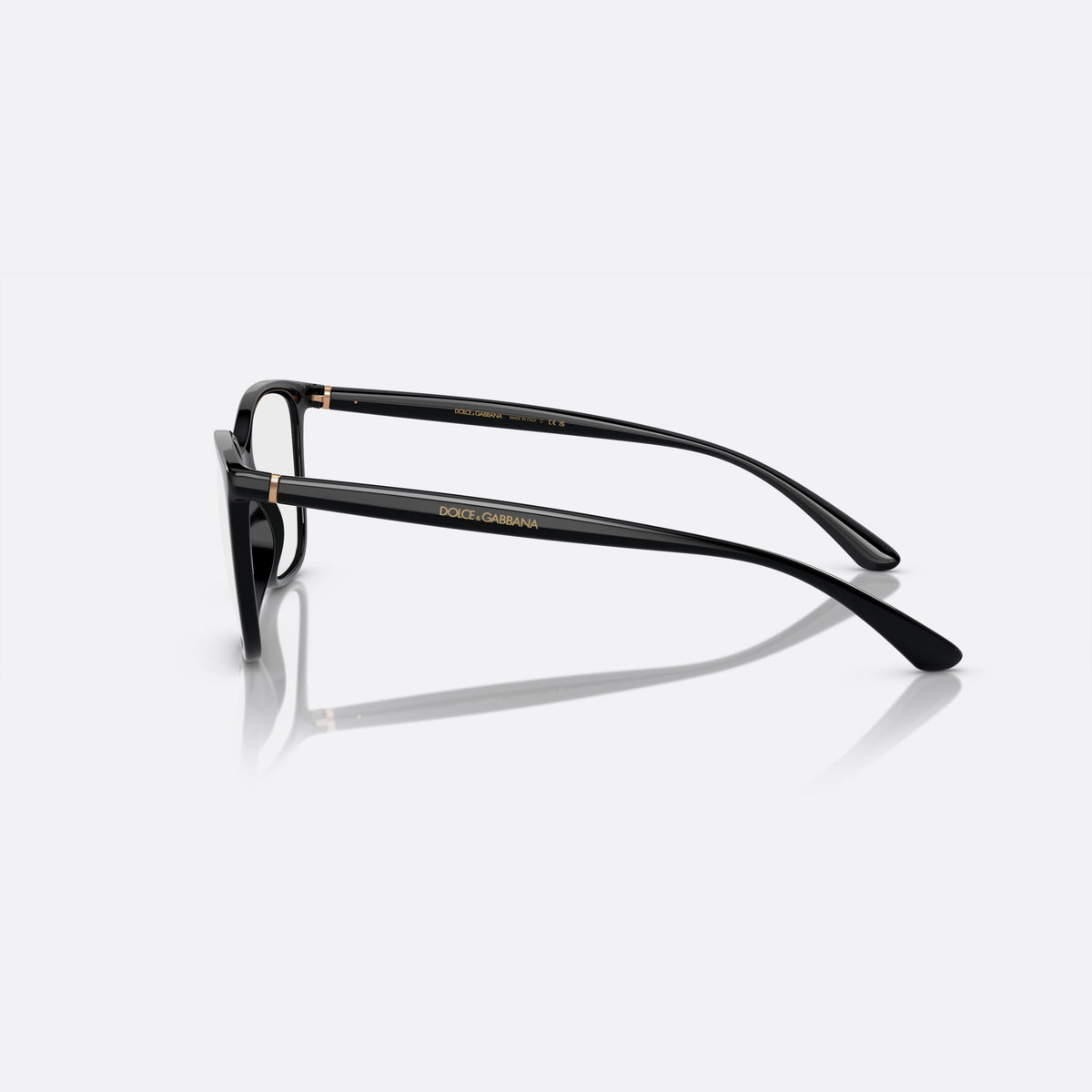 Dolce & Gabbana DG5026 501 eyeglasses, black rectangular frame for women, plain integrated bridge, brand lettering on temples